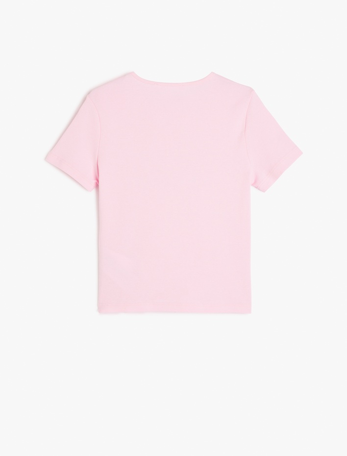  Slogan Baskılı Kısa Kollu Slim Fit Bisiklet Yaka Tişört