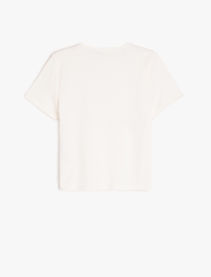  Slogan Baskılı Kısa Kollu Slim Fit Bisiklet Yaka Tişört