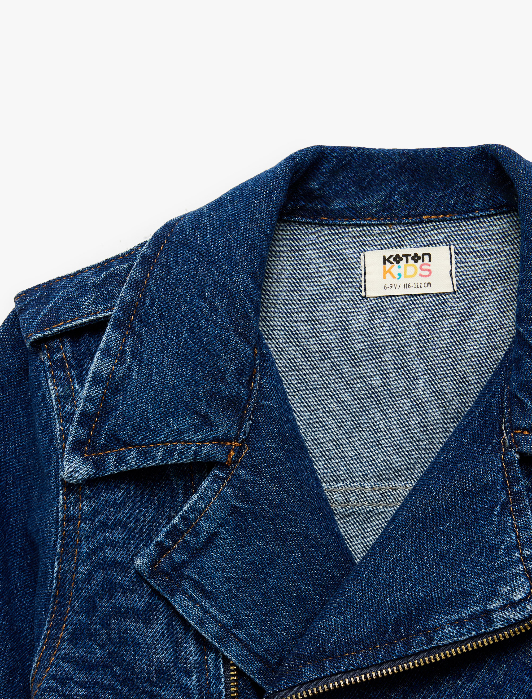  Kız Çocuk Pamuklu Uzun Kollu Kemer Detaylı Fermuarlı Denim Ceket