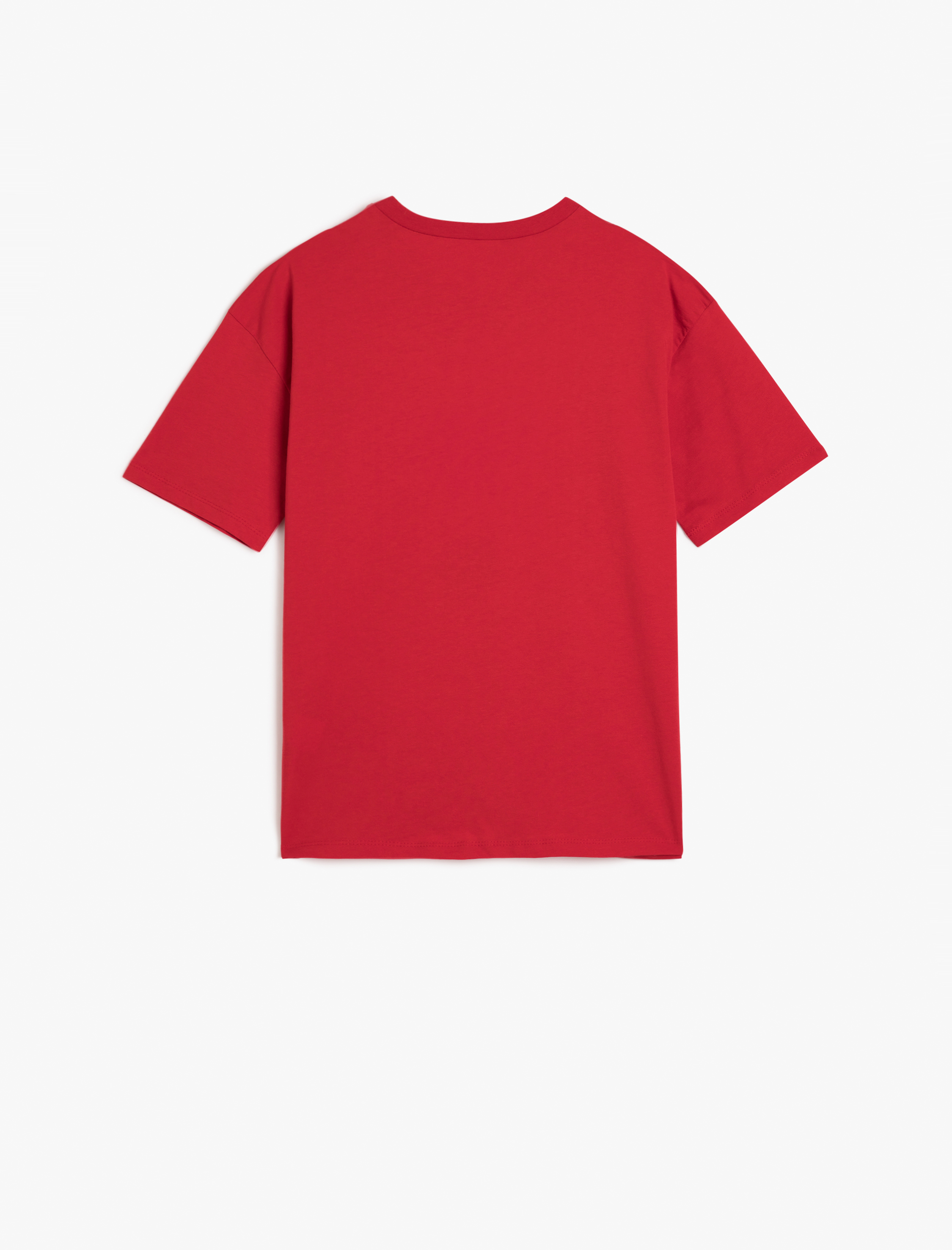   Kolej Baskılı Nakışlı Kısa Kollu Bisiklet Yaka Tişört