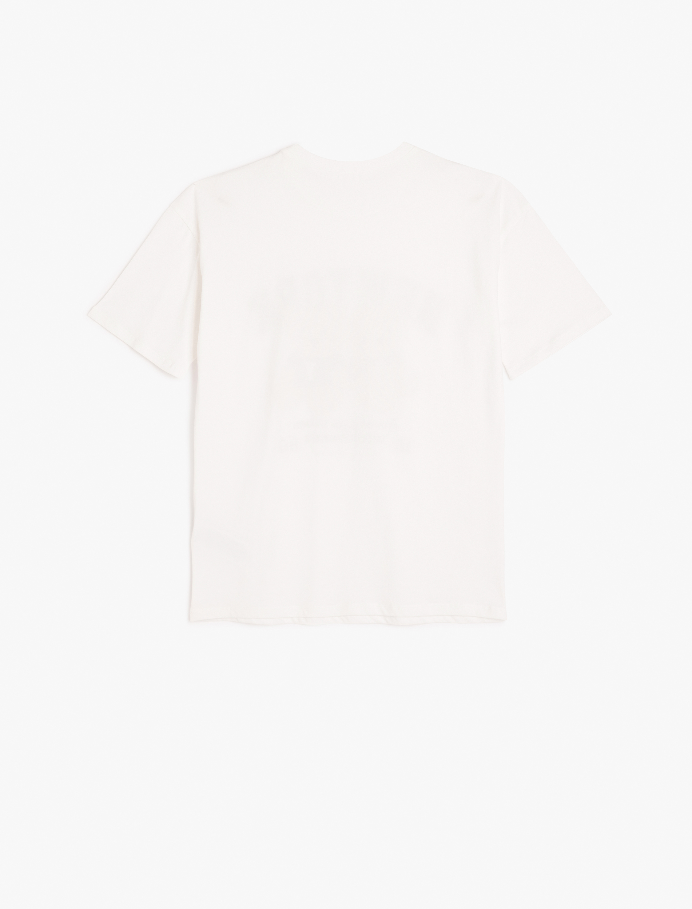   Ayıcık Baskılı Kısa Kollu Bisiklet Yaka Pamuklu Tişört