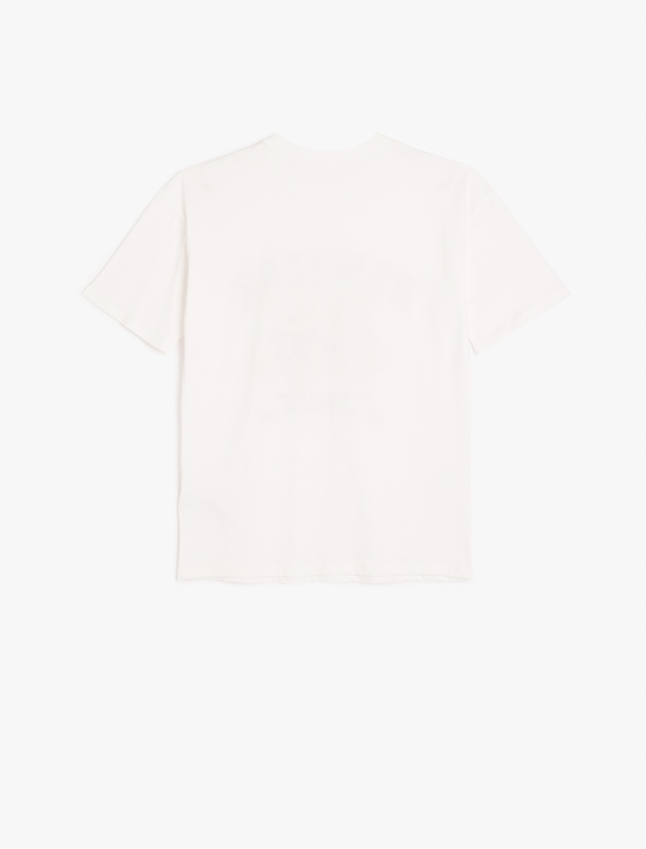  Ayıcık Baskılı Kısa Kollu Bisiklet Yaka Pamuklu Tişört