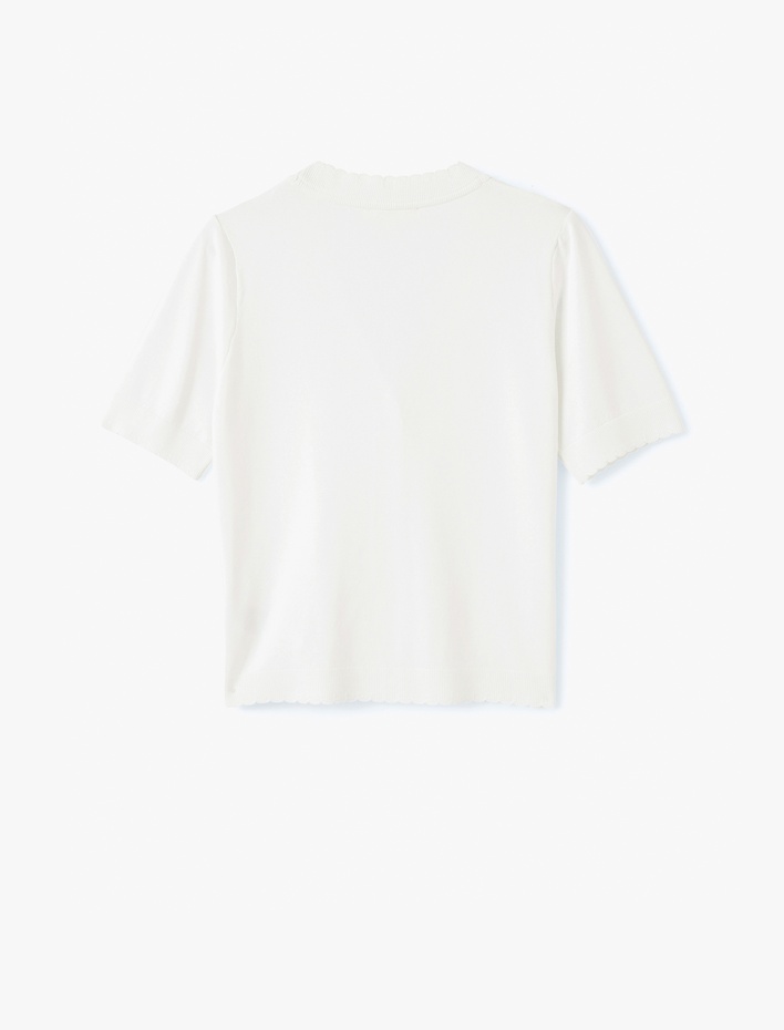  V Yaka Kısa Kollu Düğmeli İnce Triko Hırka