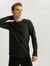 Uzun Kollu Bisiklet Yaka Geometrik Baskılı Basic Spor Sweatshirt