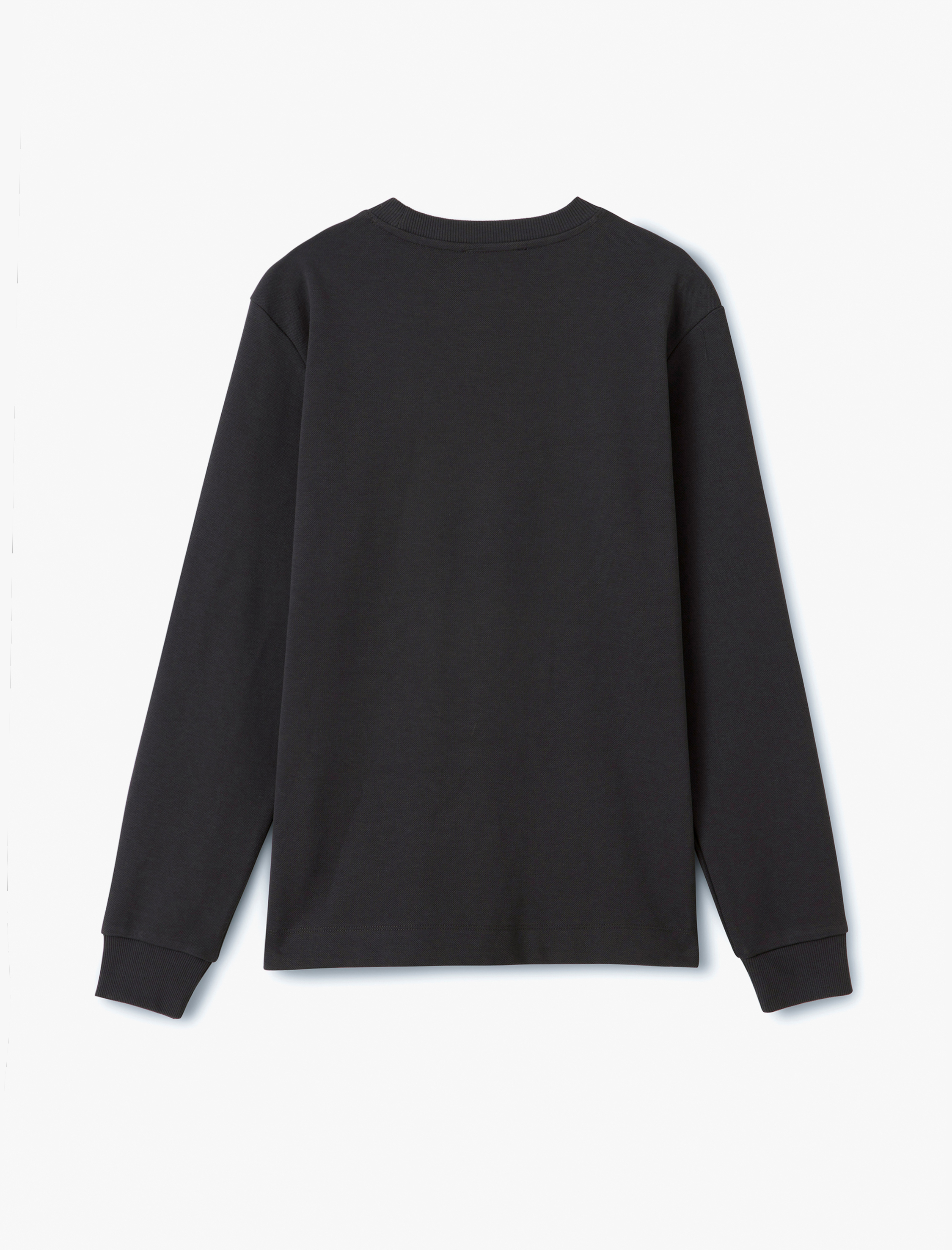   Bisiklet Yaka Pamuklu Pike Kumaş Basic Sweatshirt