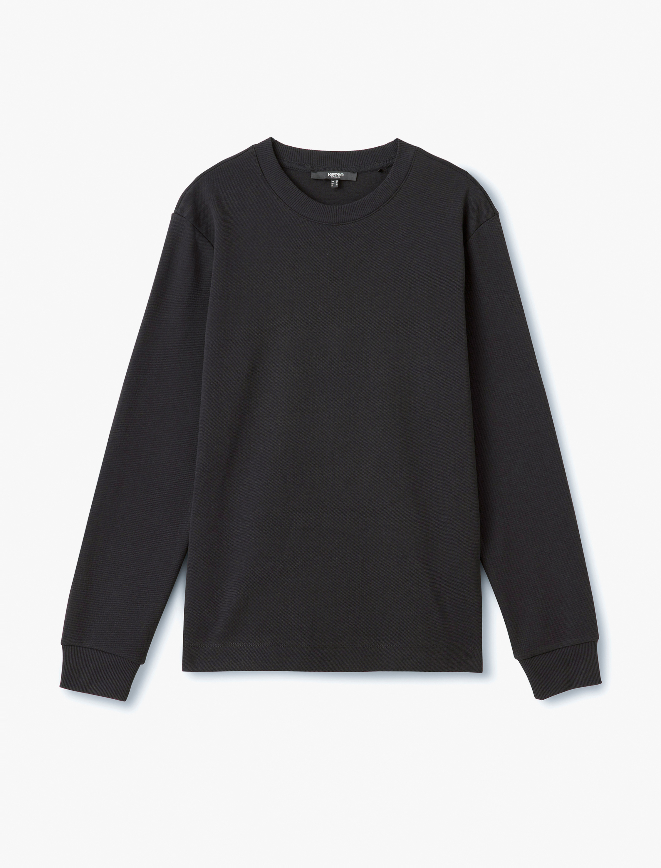   Bisiklet Yaka Pamuklu Pike Kumaş Basic Sweatshirt
