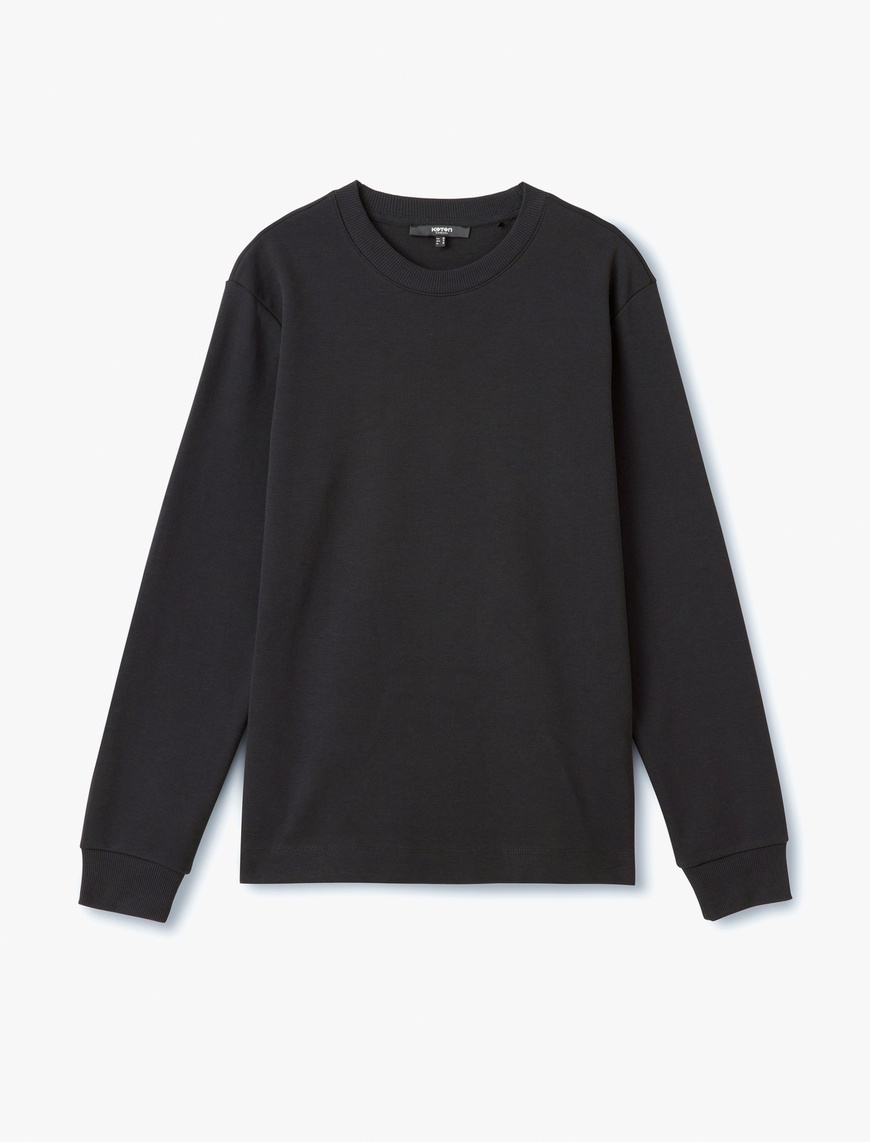   Bisiklet Yaka Pamuklu Basic Sweatshirt