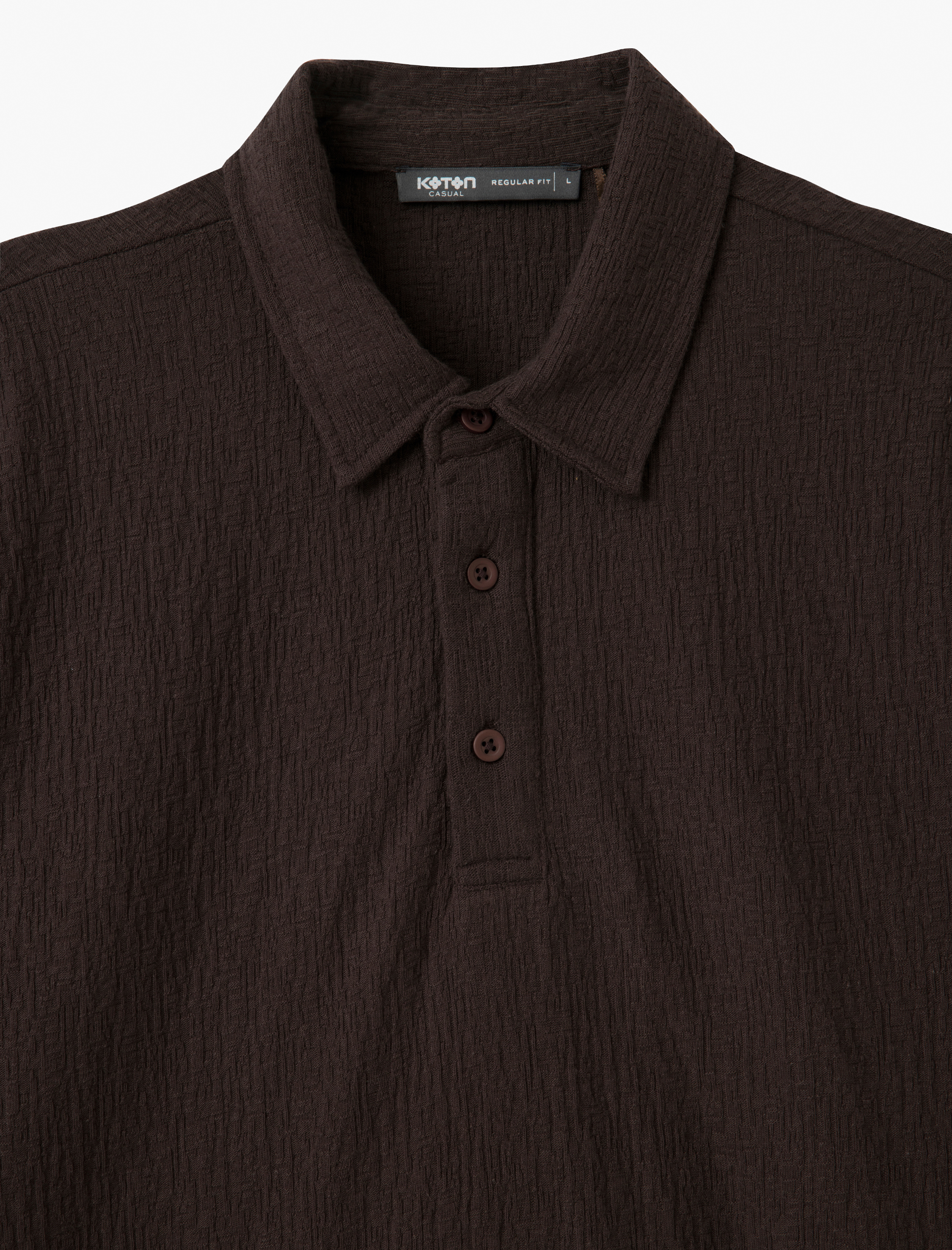 Kısa Kollu Pamuk Karışımlı Regular Fit Dokulu Polo Yaka Tişört