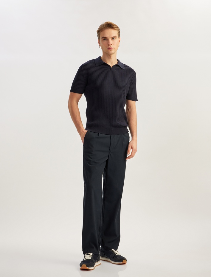  Polo V Yaka Dokulu Kısa Kollu Triko Tişört