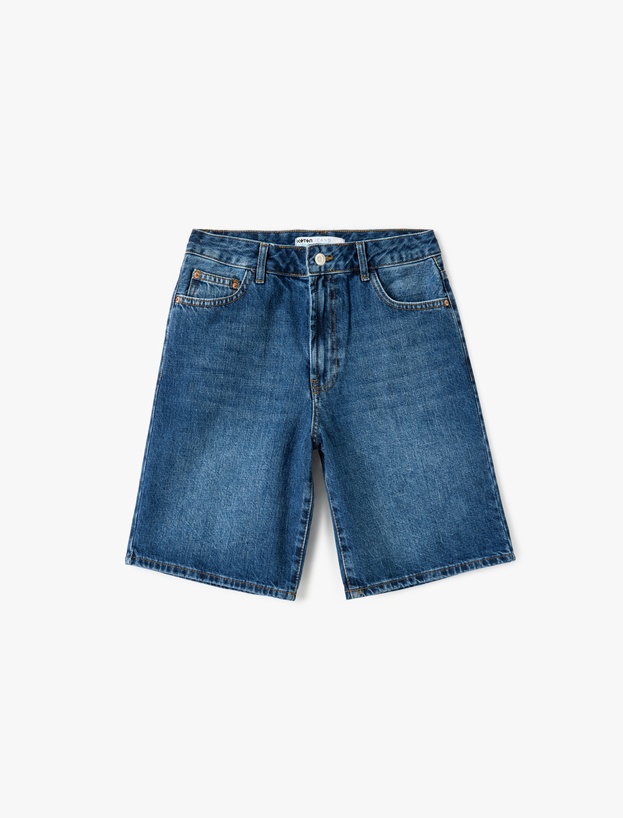 Rahat Kesim Normal Bel Denim Şort_4