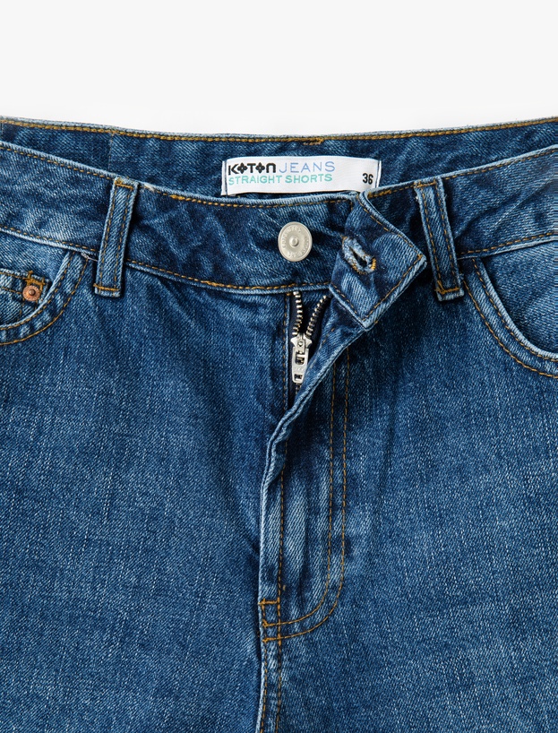 Rahat Kesim Normal Bel Denim Şort_6