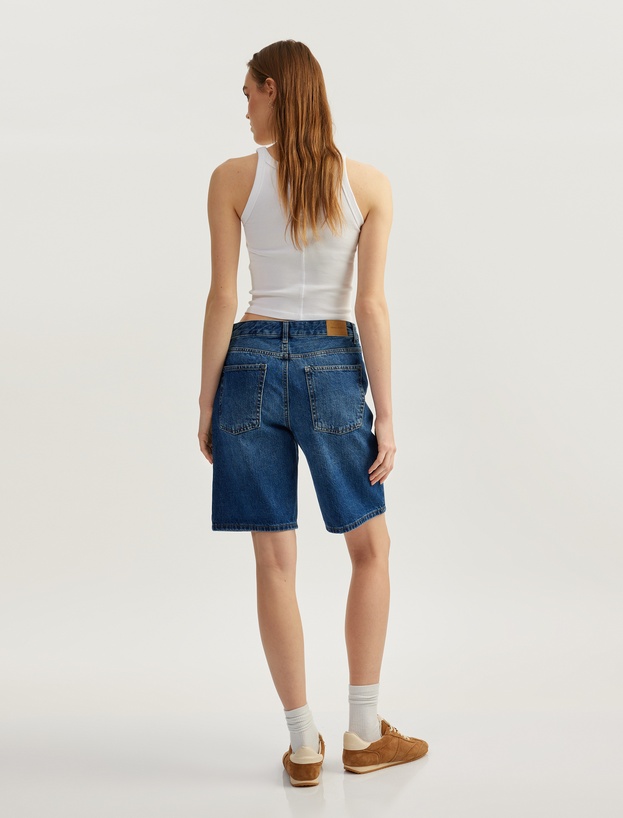 Rahat Kesim Normal Bel Denim Şort_3