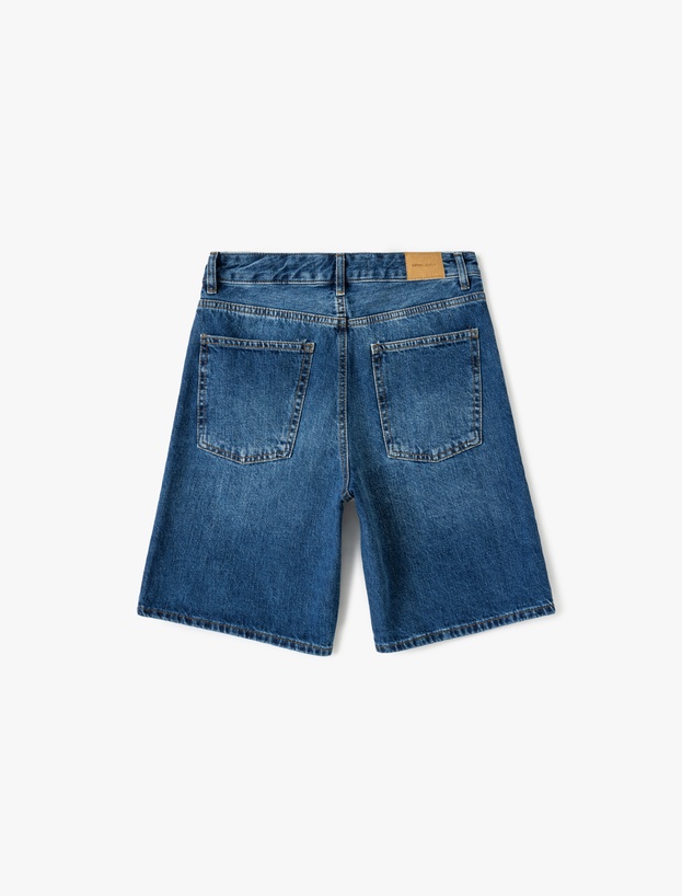 Rahat Kesim Normal Bel Denim Şort_5