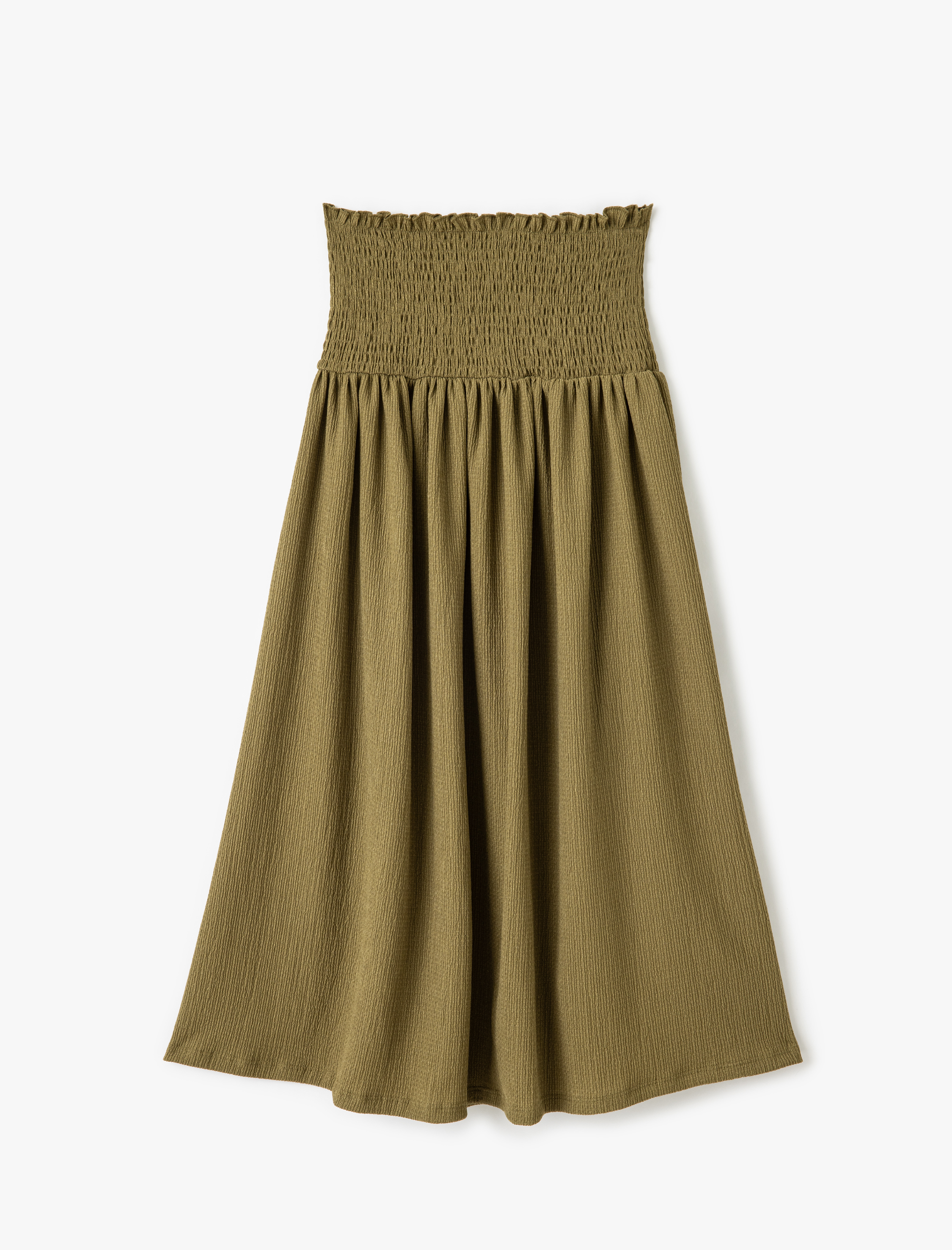   Yüksek Bel Gipeli Bürümcük Midi Etek Bürümcük