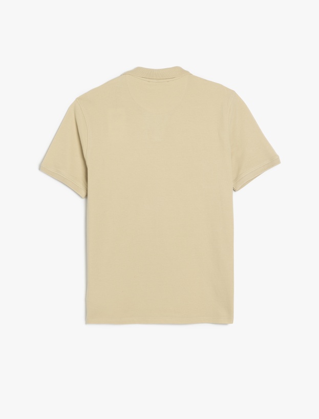 Pamuklu Pike Kumaş Kısa Kollu Regular Fit V Yaka Polo Tişört_3