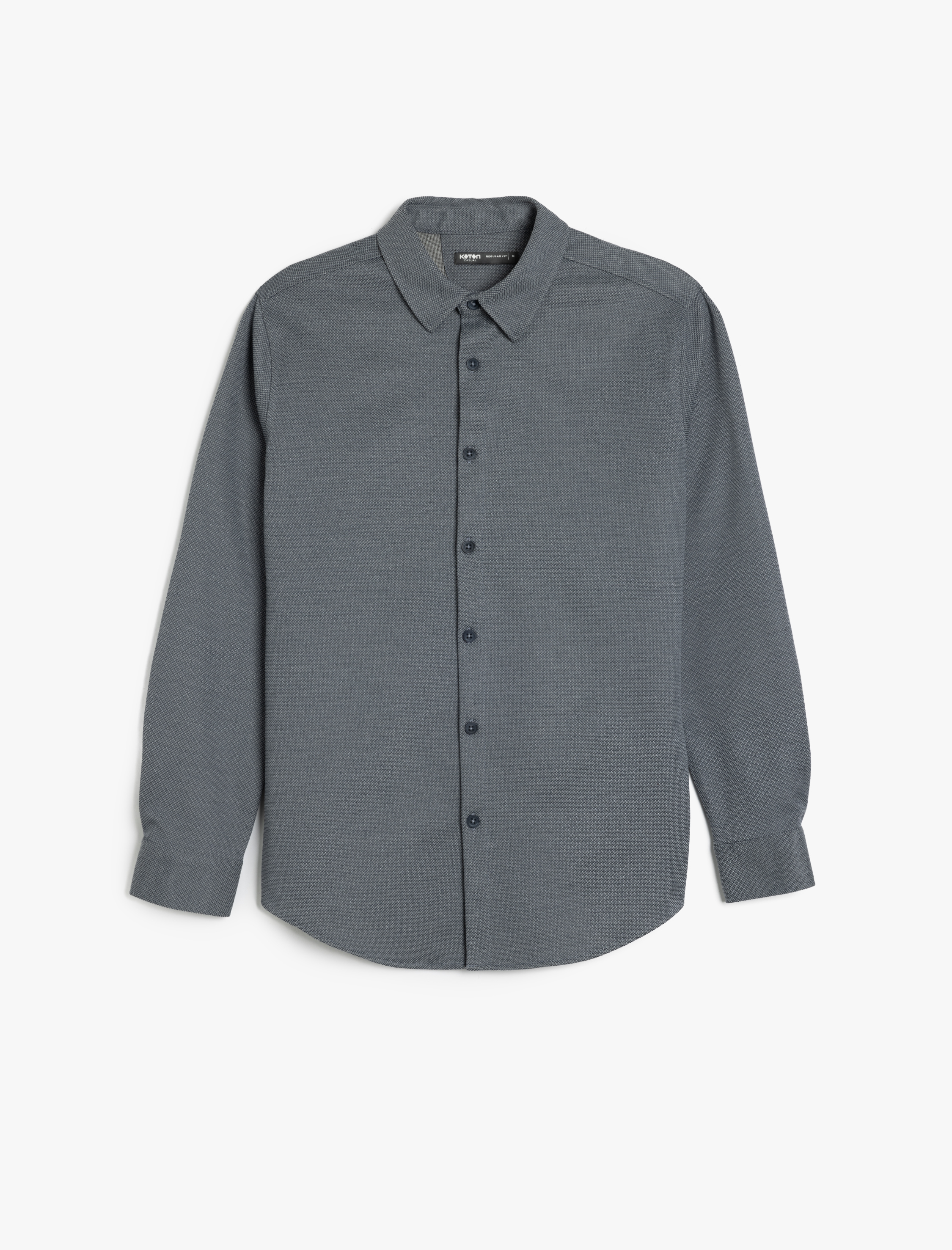 Pamuklu Düğmeli Regular Fit Pike Kumaş Uzun Kollu Gömlek