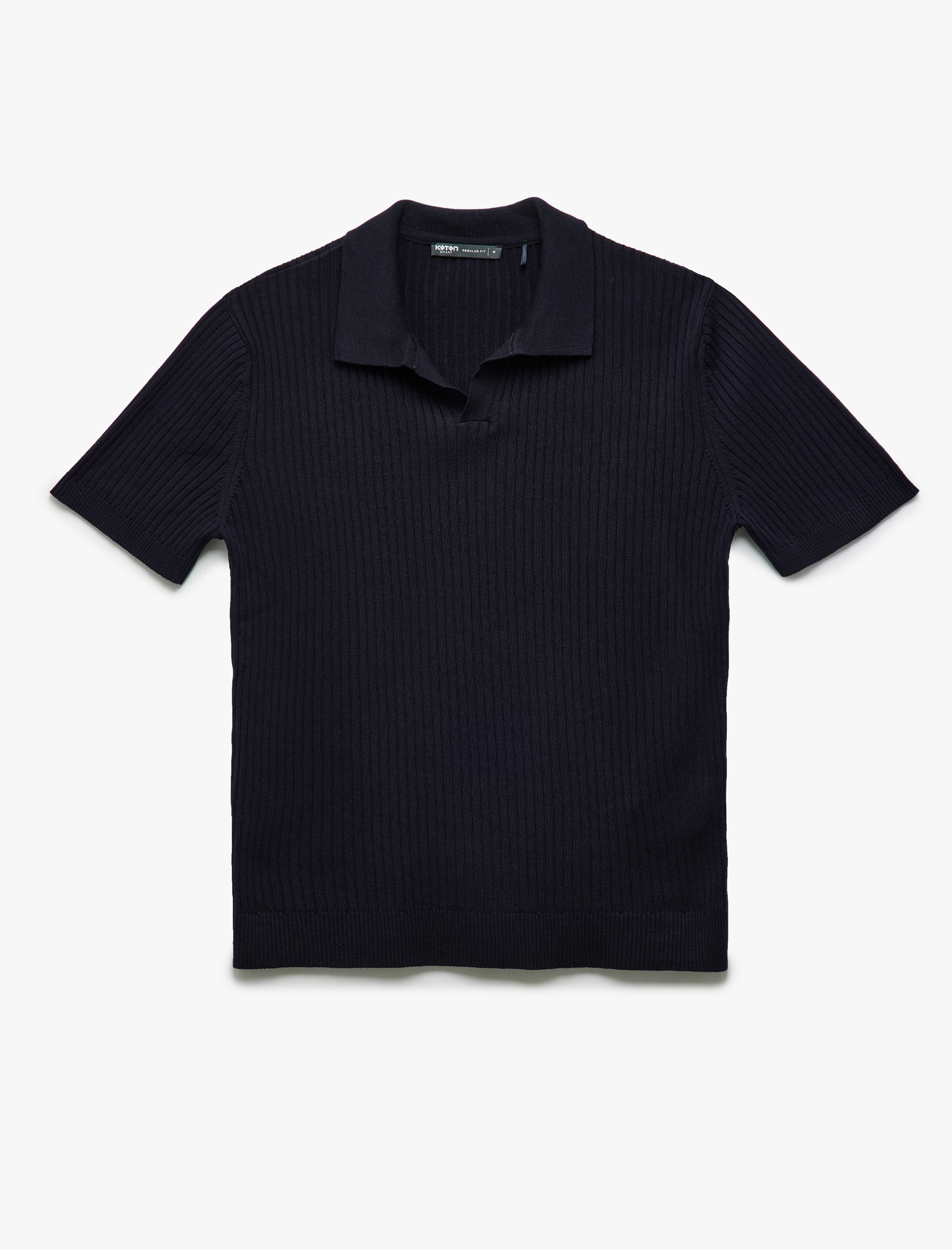   Polo V Yaka Dokulu Kısa Kollu Triko Tişört