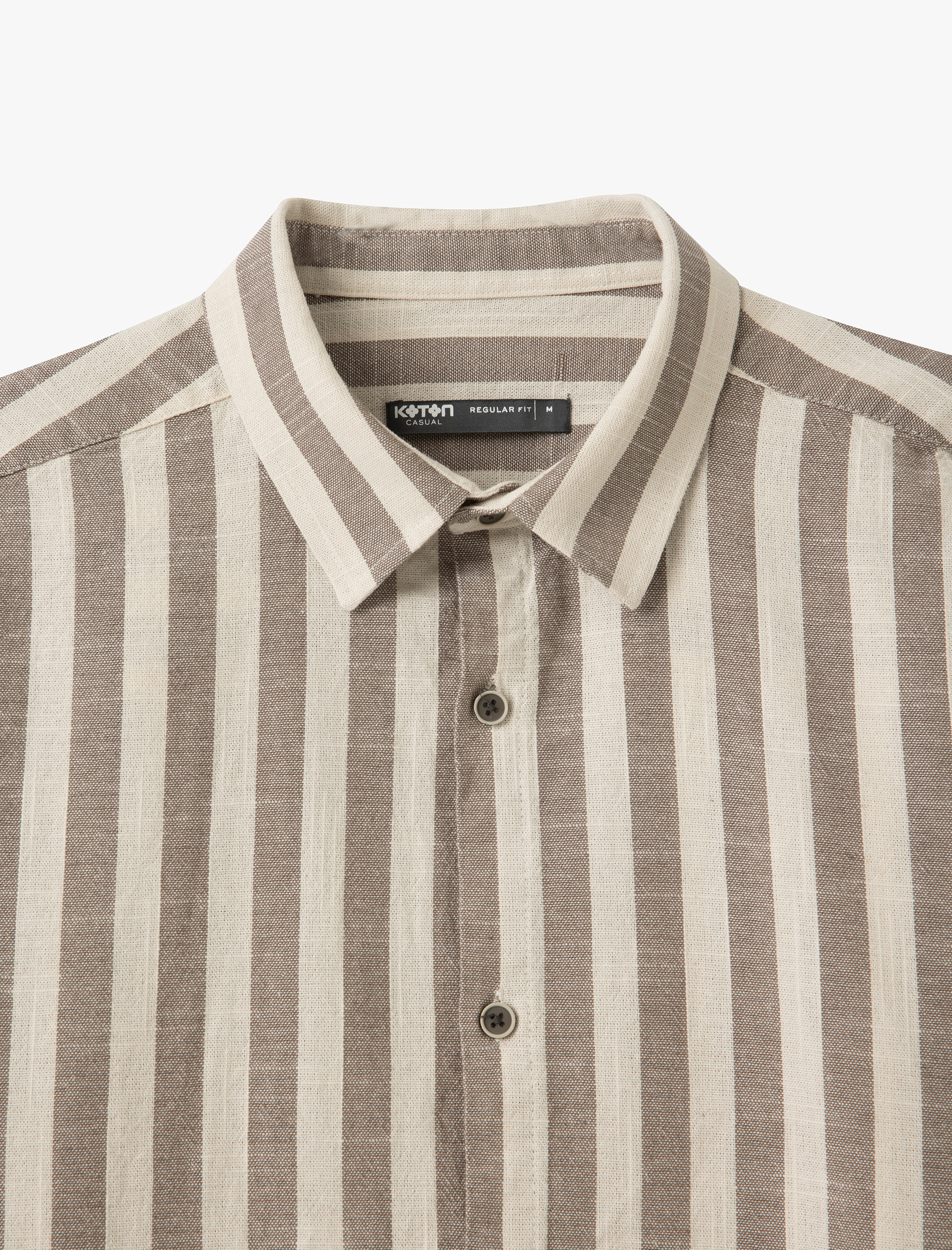 Düğmeli Pamuklu Regular Fit Klasik Uzun Kollu Çizgili Gömlek