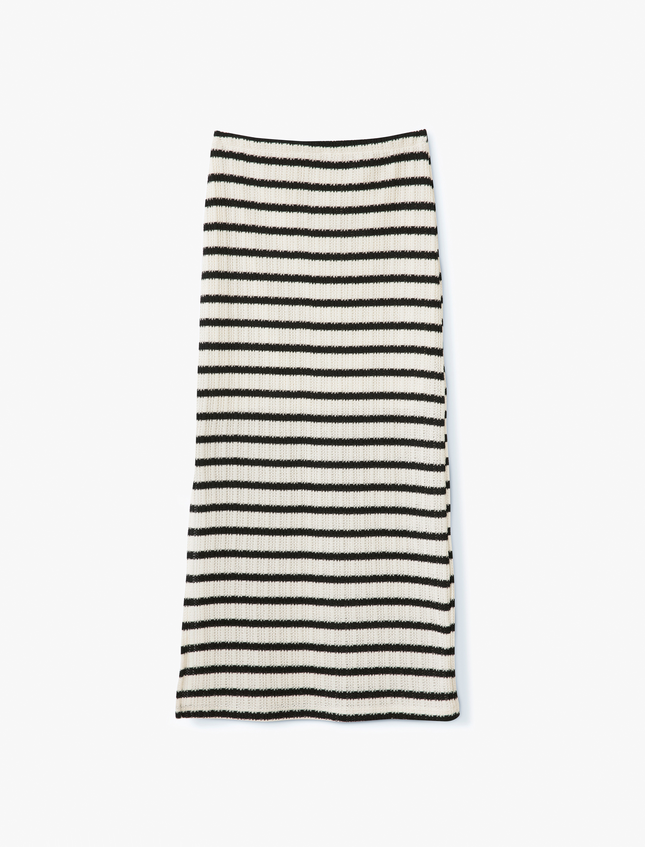   Çizgili Yırtmaç Detaylı Kroşe Kalem Uzun Etek