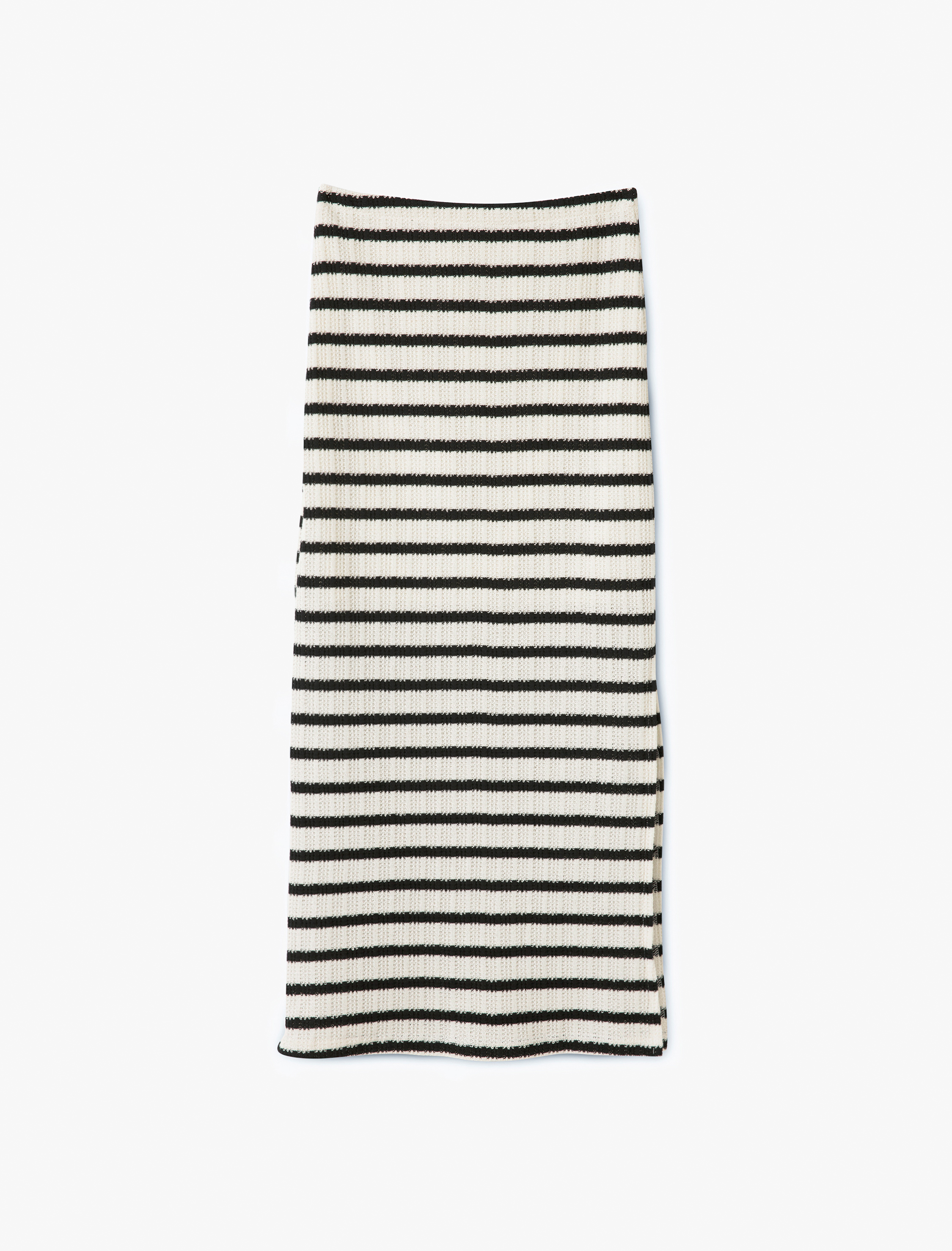   Çizgili Yırtmaç Detaylı Kroşe Kalem Uzun Etek