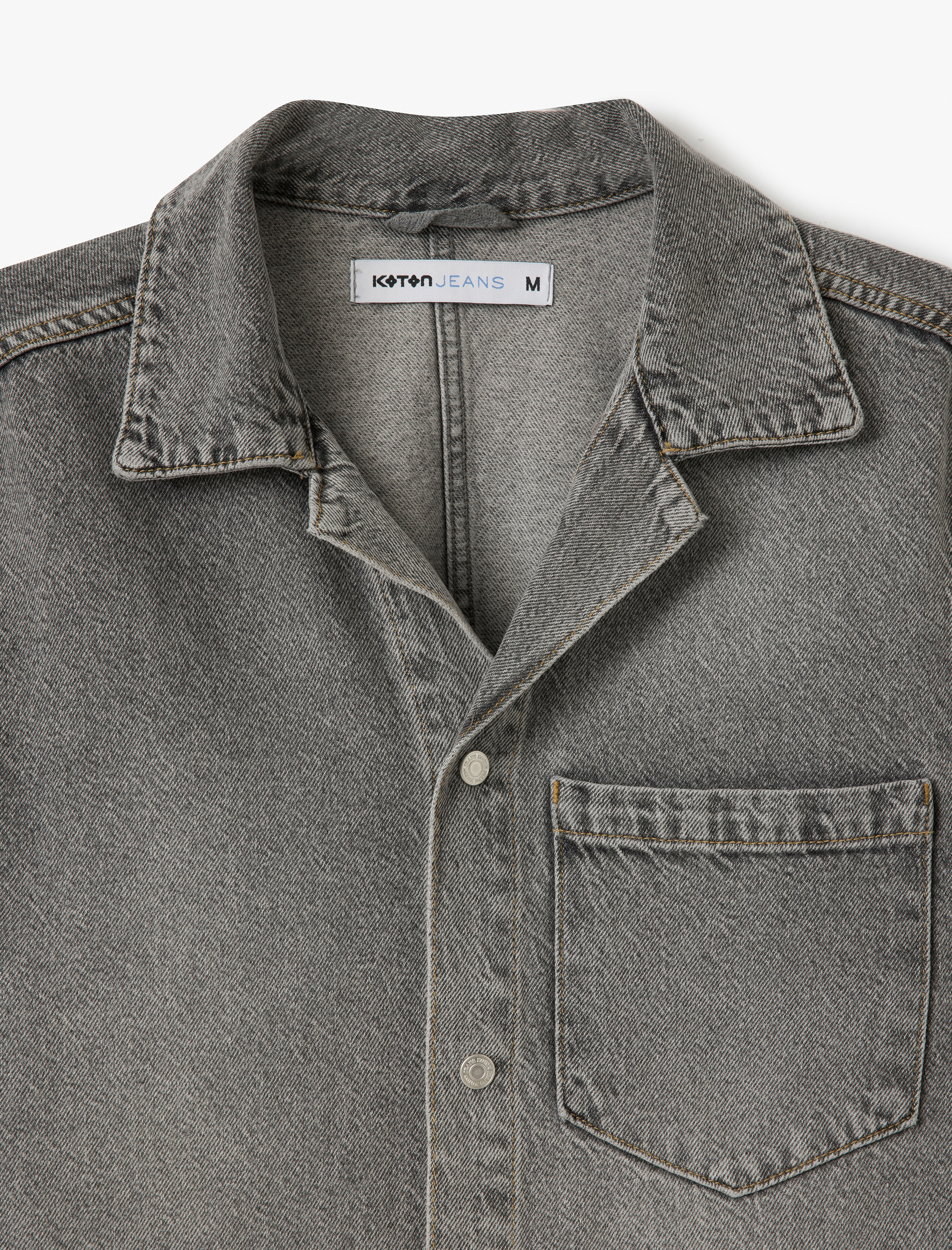 Kısa Kollu Pamuklu Cep Detaylı Oversize Jean Gömlek Ceket