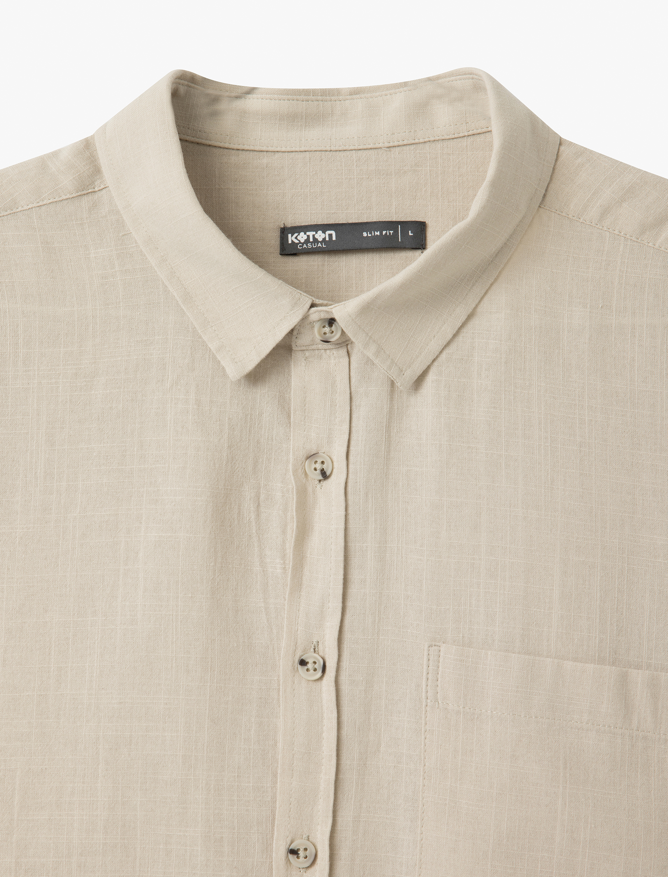 Kısa Kollu Pamuklu Cep Detaylı Slim Fit Gömlek