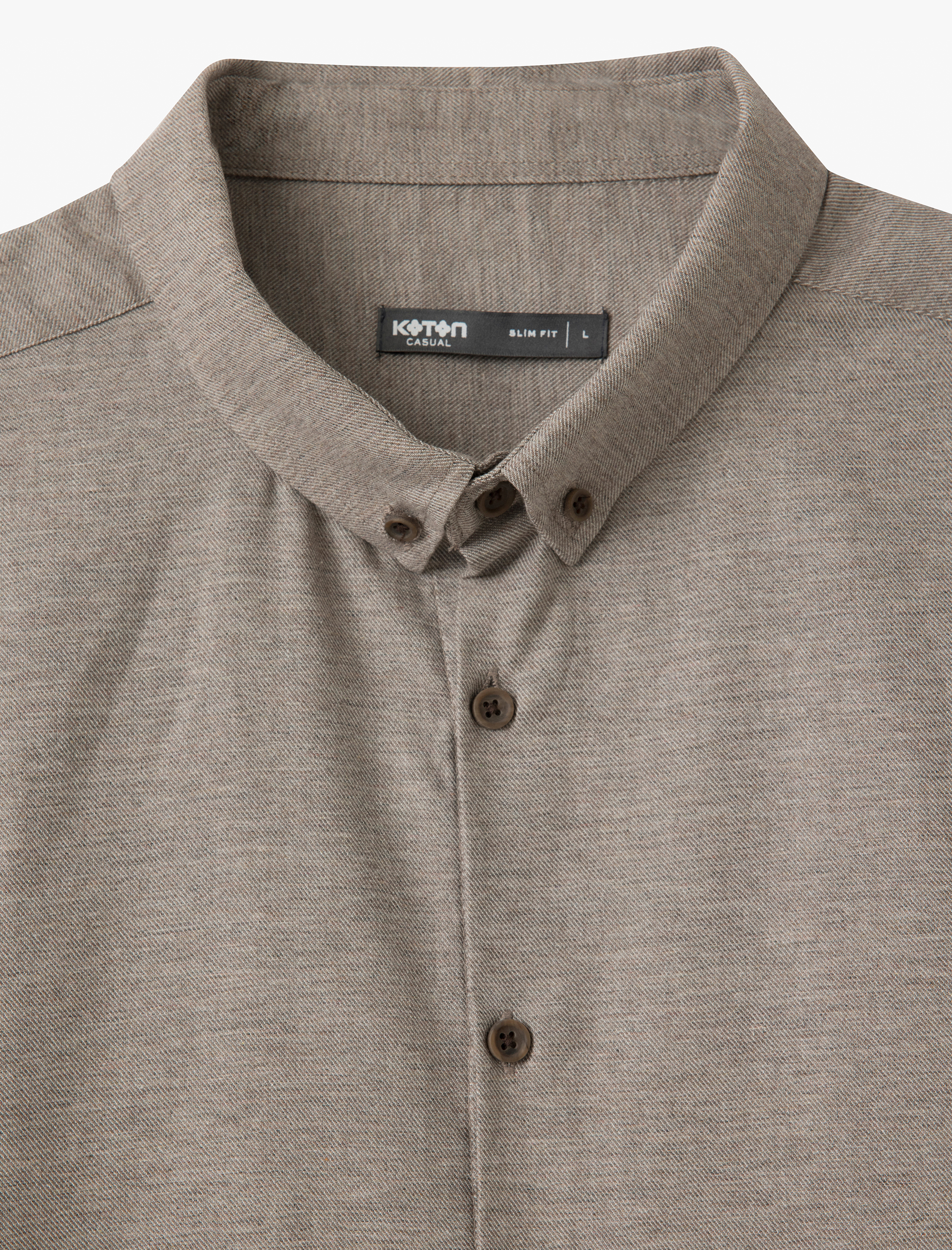 Uzun Kollu Pamuk Karışımlı Düğmeli Yaka Slim Fit Gömlek
