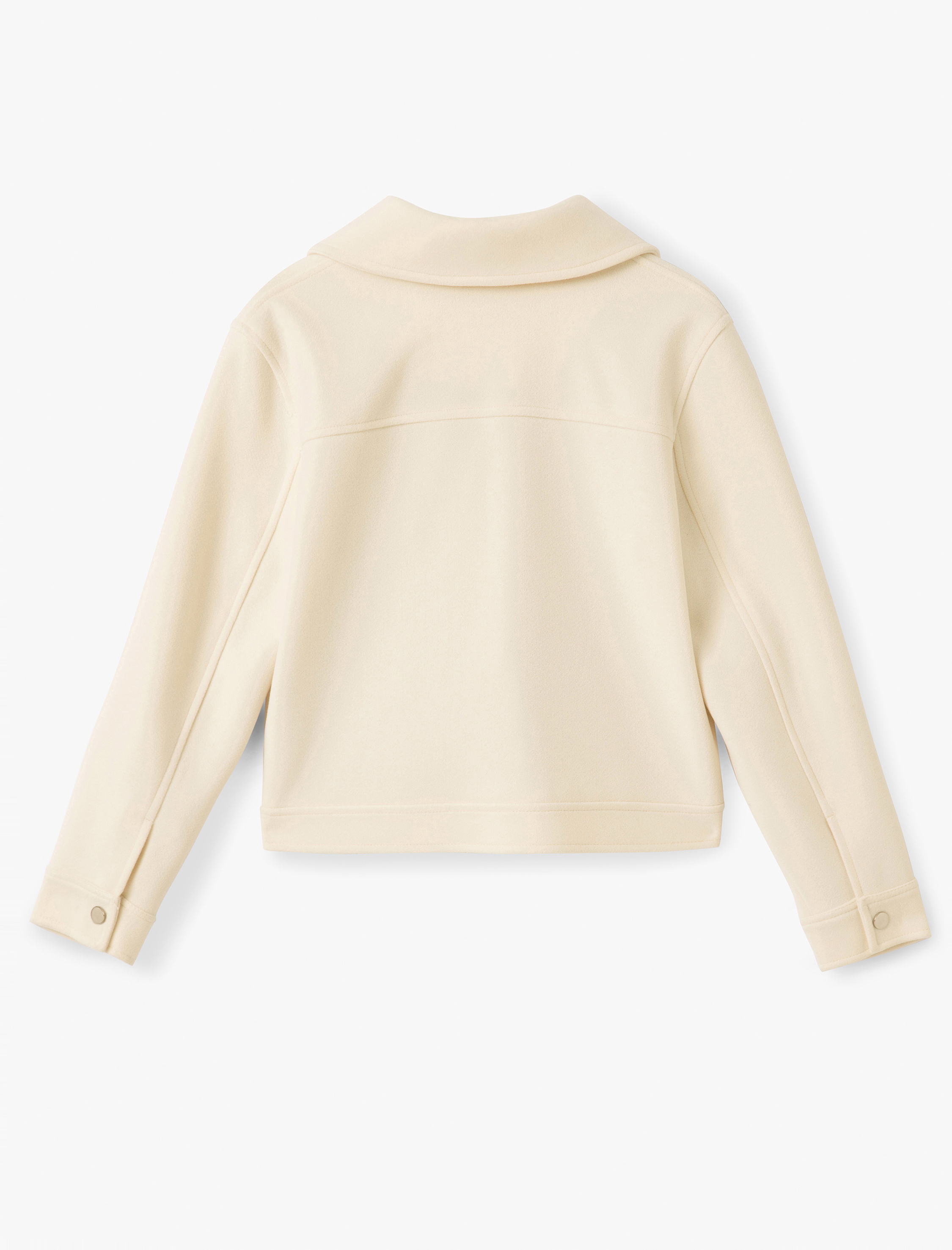 Kapaklı Cep Detaylı Uzun Kollu Fermuarlı Kruvaze Kısa Ceket