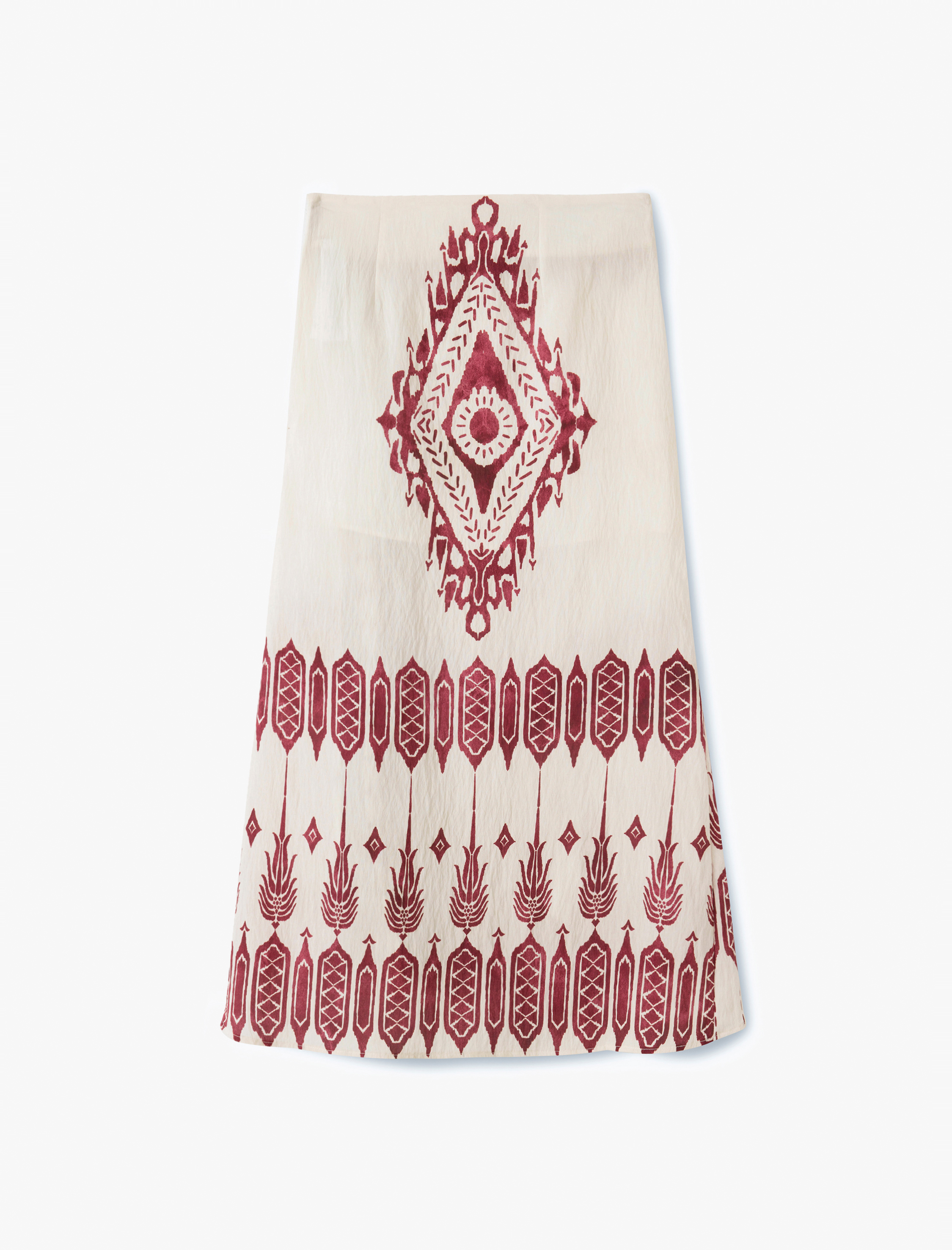   Bağlama Detaylı Viskon Etnik Desenli Midi Kruvaze Sarong Etek