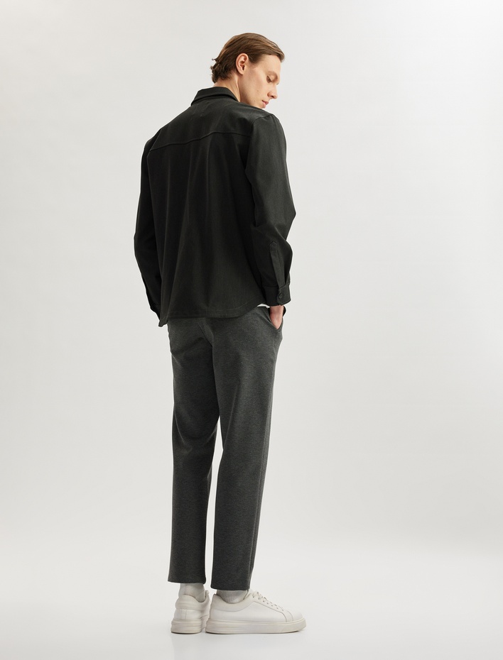  Viskon Karışımlı Chino Cep Detaylı Tapered Fit Pantolon