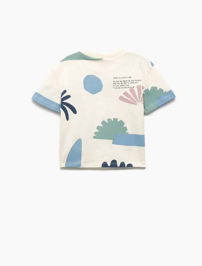 Erkek Bebek Pamuklu Baskı Detaylı Bisiklet Yaka Kısa Kollu Tişört