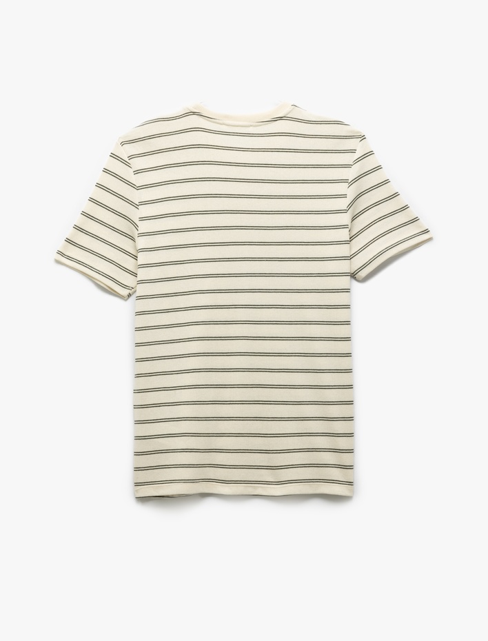  Bisiklet Yaka Regular Fit Tok Kumaş Kısa Kollu Çizgili Tişört