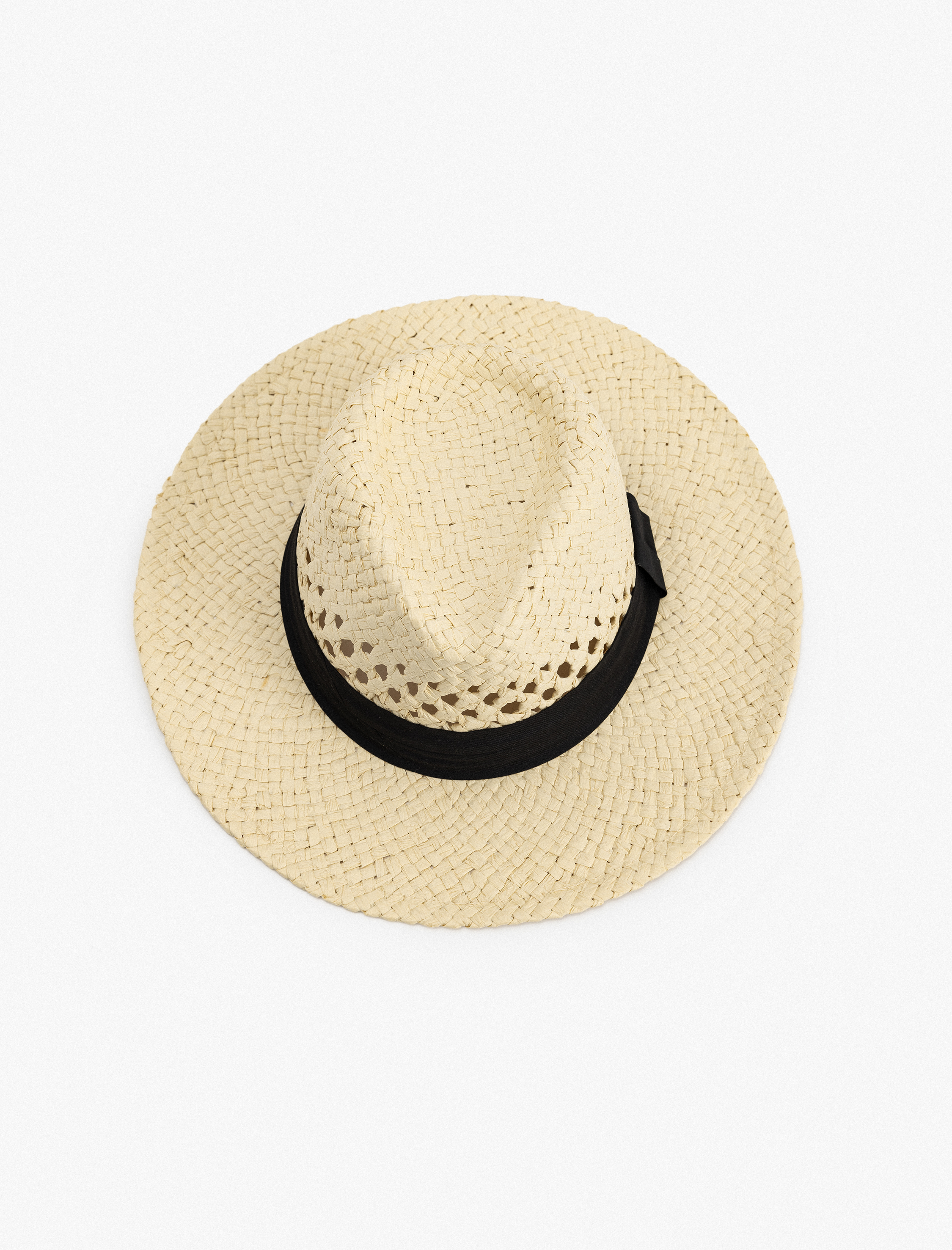  Kadın Bant Detaylı Hasır Fötr Şapka