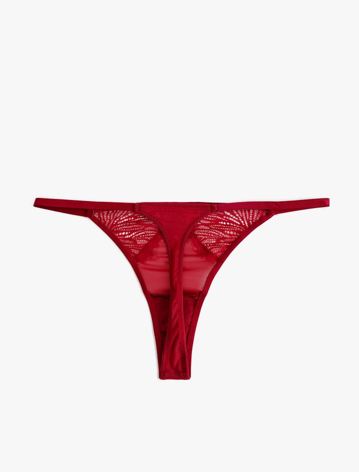  Yarı Transparan Düşük Bel Dantelli String Kadın Külot