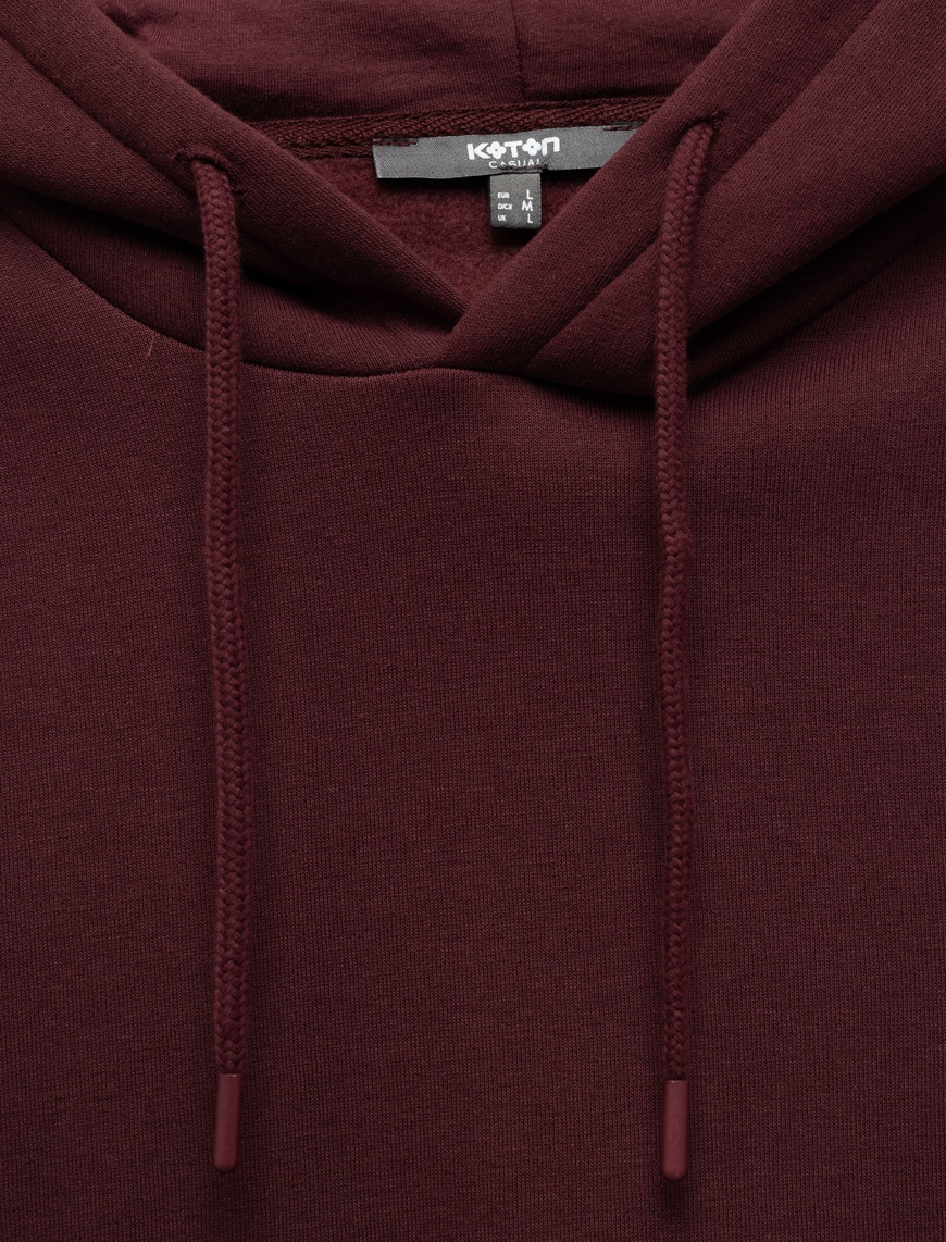   Reglan Kollu Pamuk Karışımlı Dikiş Detaylı Basic Kapşonlu Sweatshirt