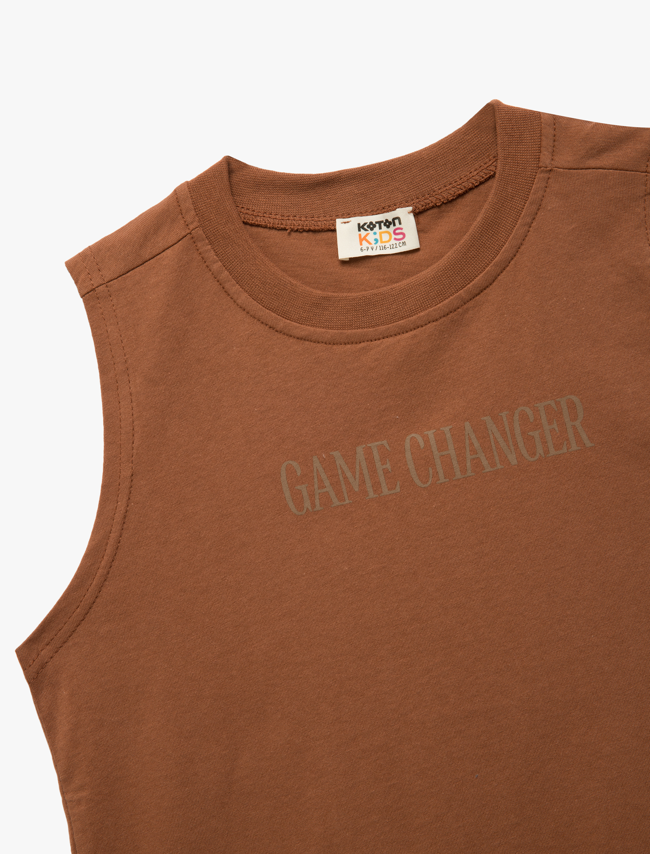  Erkek Çocuk Pamuklu Baskı Detaylı Bisiklet Yaka Atlet