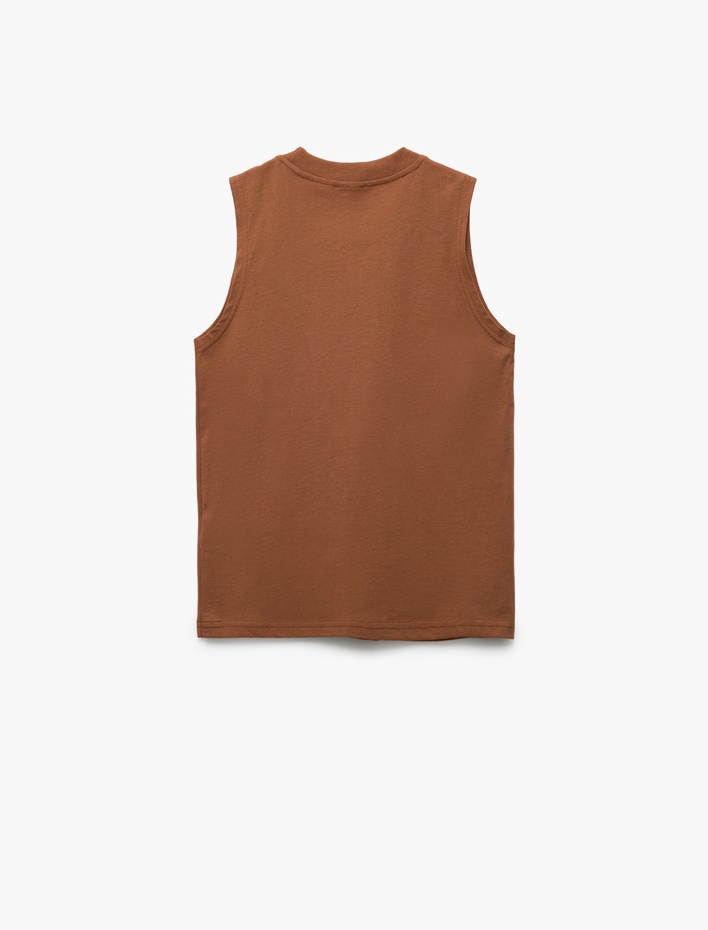 Erkek Çocuk Pamuklu Baskı Detaylı Bisiklet Yaka Atlet