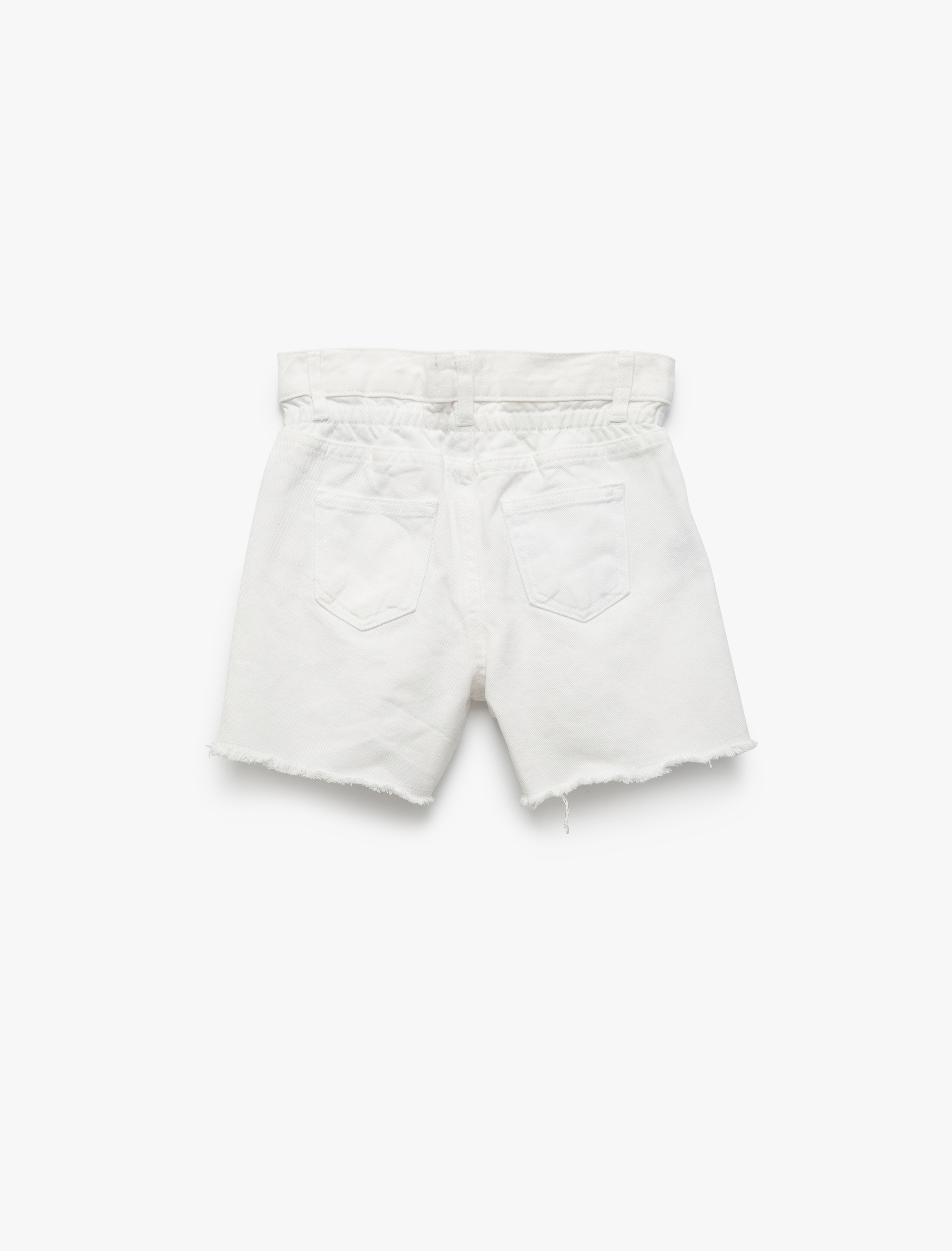  Kız Çocuk Pamuklu Düğme ve Cep Detaylı Basic Denim Şort