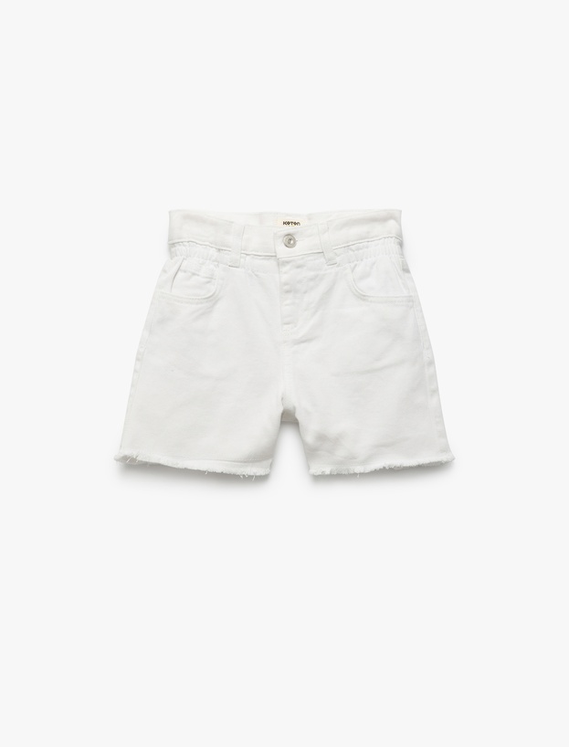 Pamuklu Düğme ve Cep Detaylı Basic Denim Şort_0