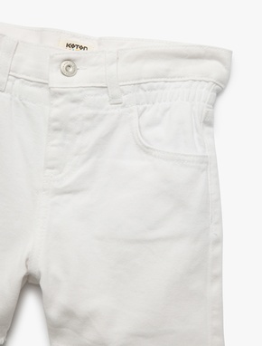 Pamuklu Düğme ve Cep Detaylı Basic Denim Şort_2