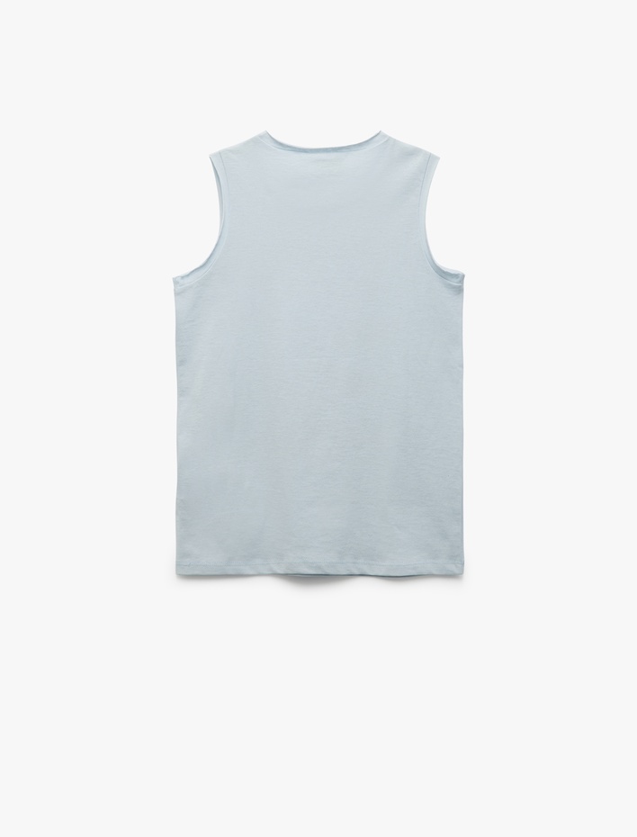 Erkek Çocuk Bisiklet Yaka Kolsuz Pamuklu Köğek Balığı Baskılı Atlet