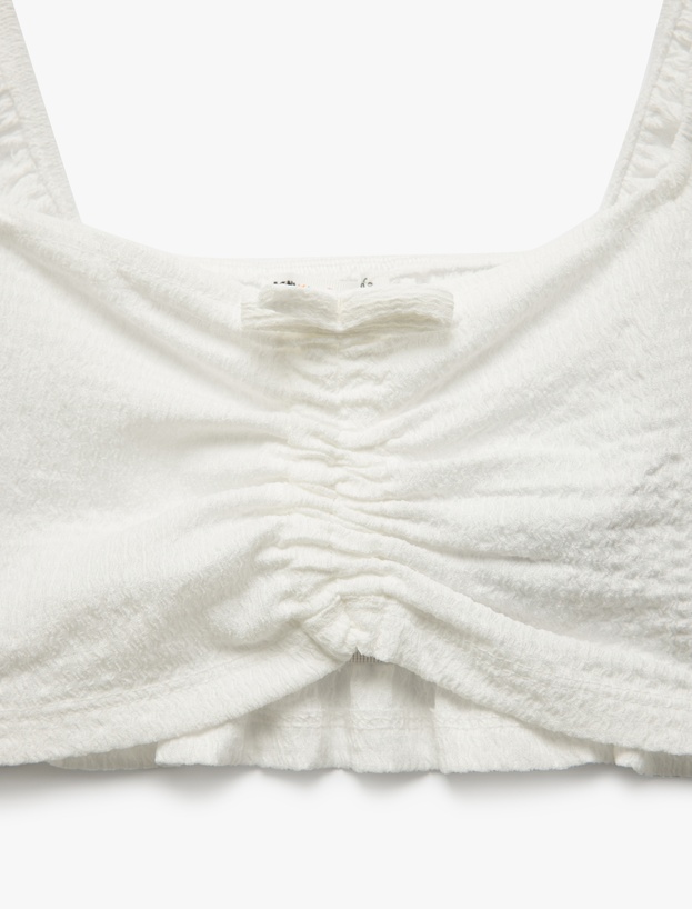 Kare Yaka Gipe Detaylı Balon Kollu Crop Bluz_2