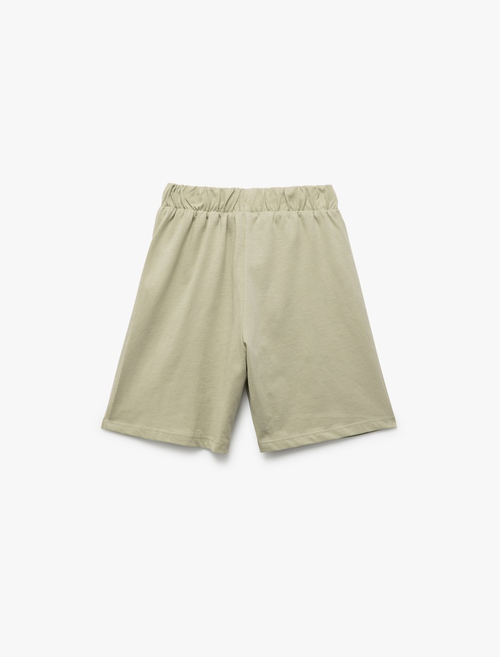 Erkek Çocuk Pamuklu Baskı Detaylı Beli Bağlamalı Bermuda Şort