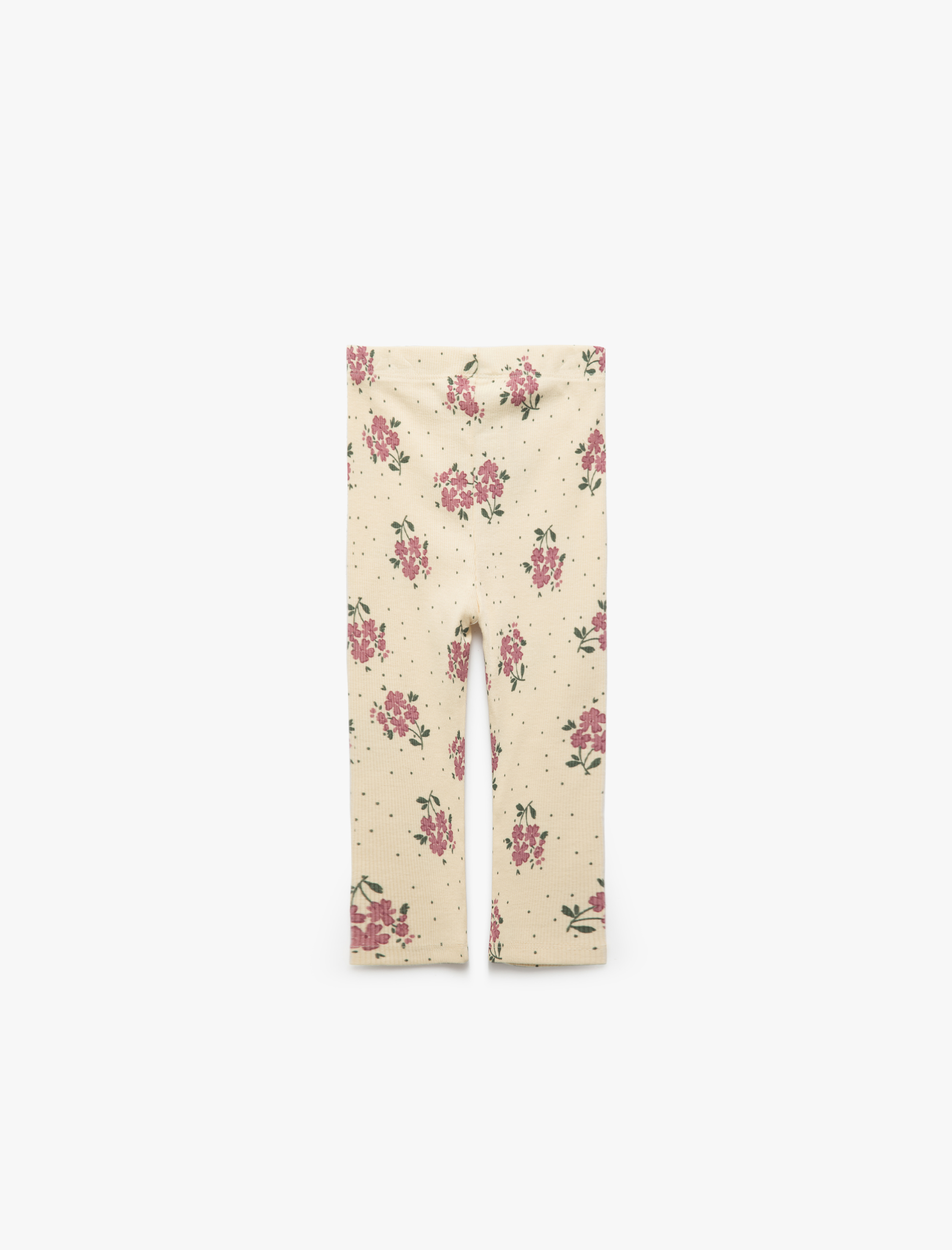  Kız Bebek Pamuklu Çiçek Desenli Beli Lastikli Tayt