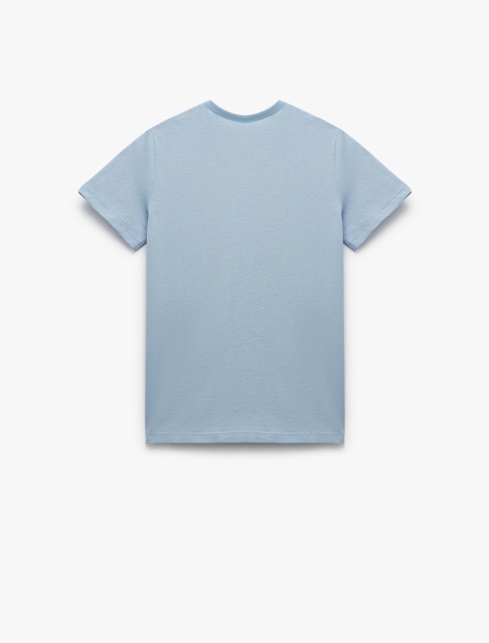 Erkek Çocuk Pamuklu Bisiklet Yaka Kısa Kollu Yaz Temalı Baskılı Tişört