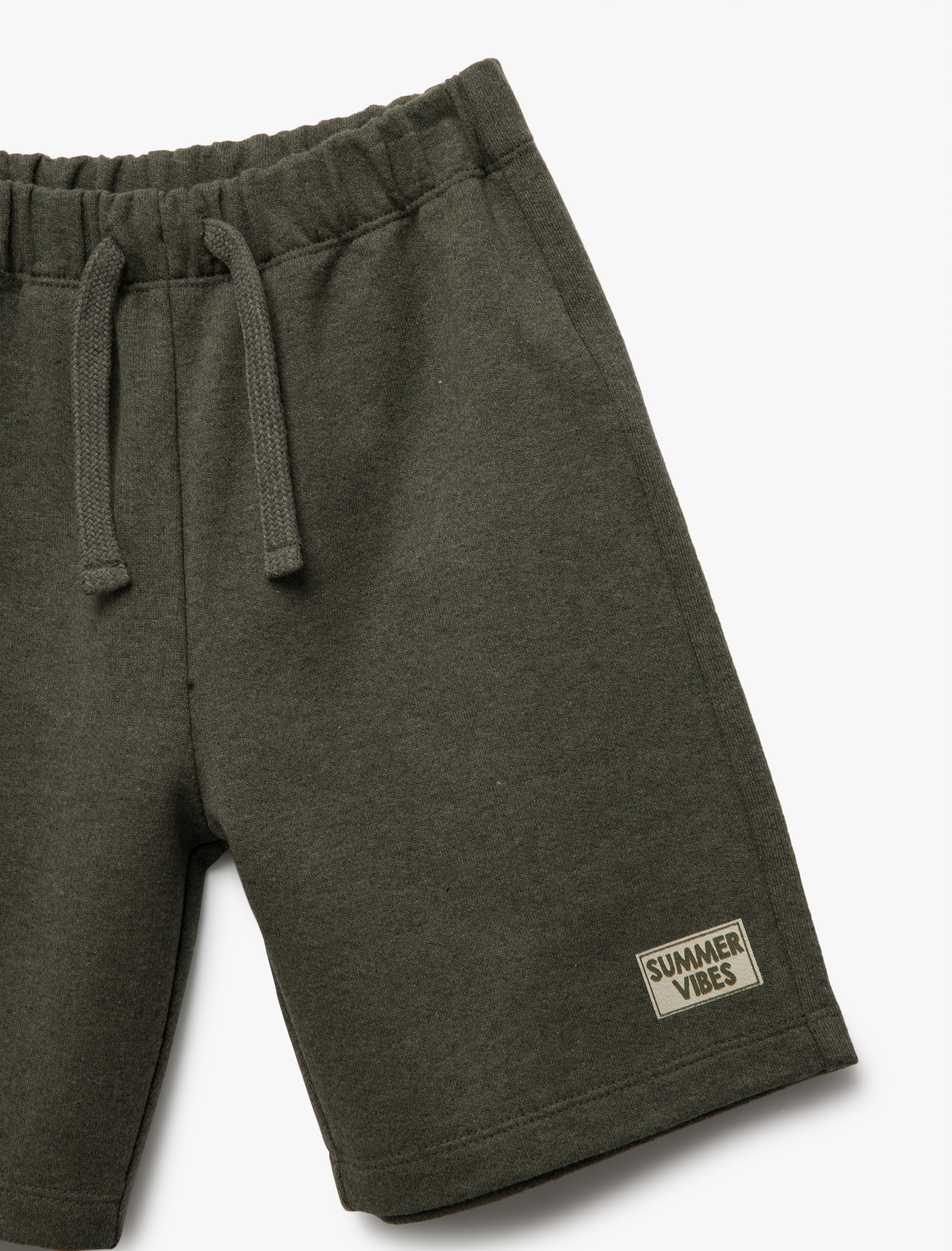  Erkek Çocuk Pamuklu Aplike Detaylı Beli Bağlamalı Şort