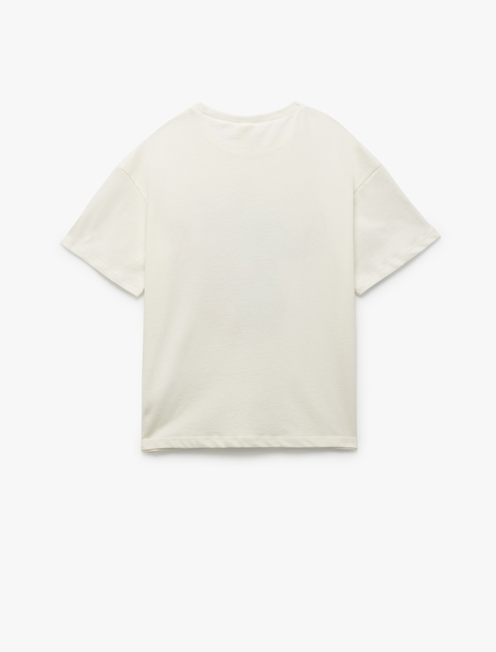 Kız Çocuk Pamuklu Lisanslı Stitch Baskılı Bisiklet Yaka Kısa Kollu Tişört