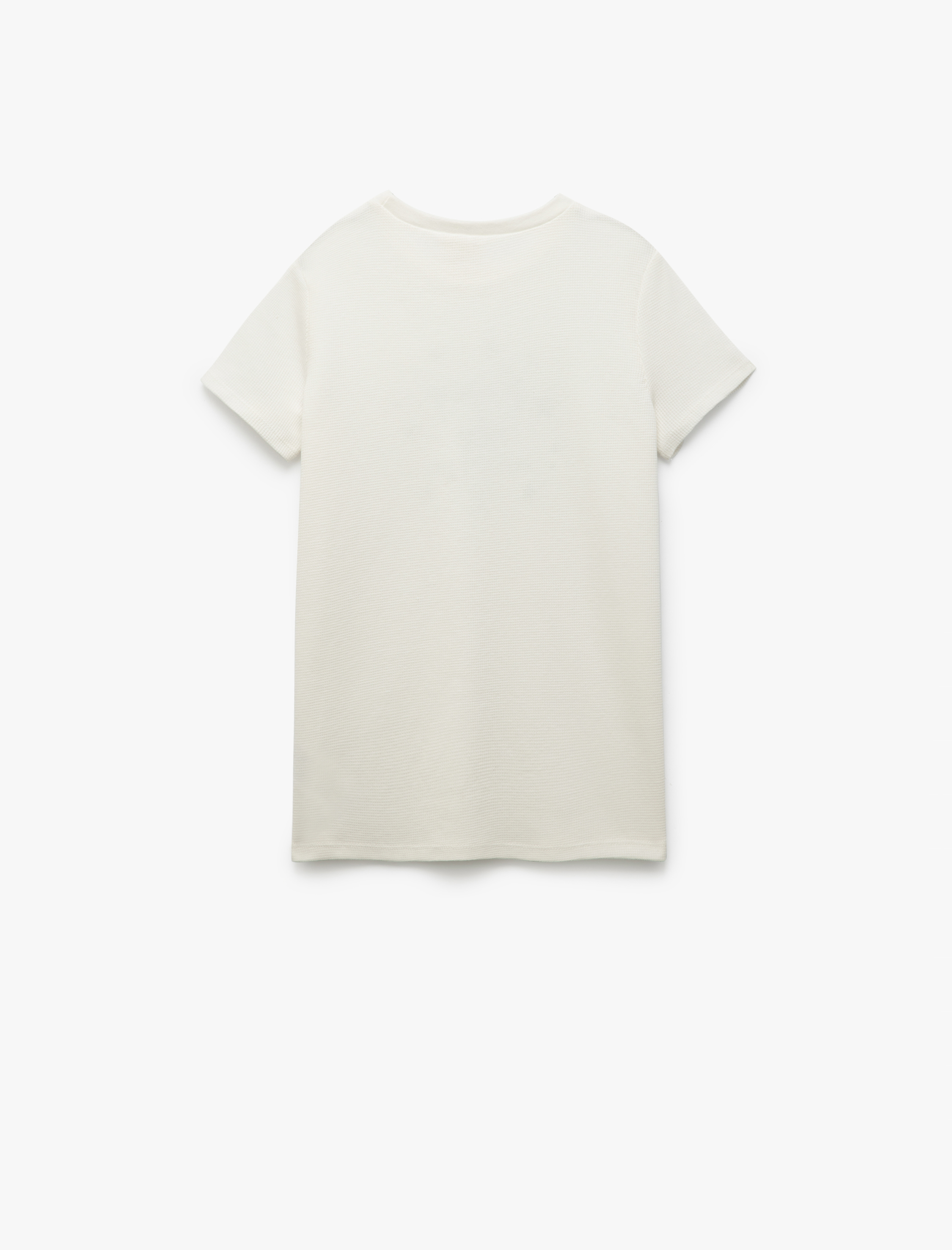  Kız Çocuk Pamuklu Baskılı Bisiklet Yaka Kısa Kollu Tişört