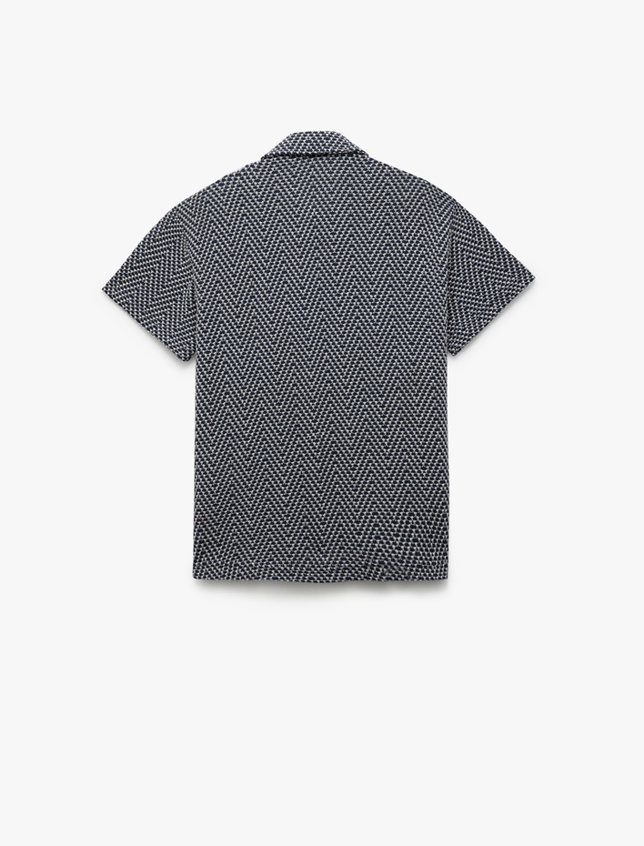 Erkek Çocuk Düğme Detaylı Balık Sırtı Desenli Kısa Kollu Polo Yaka Tişört