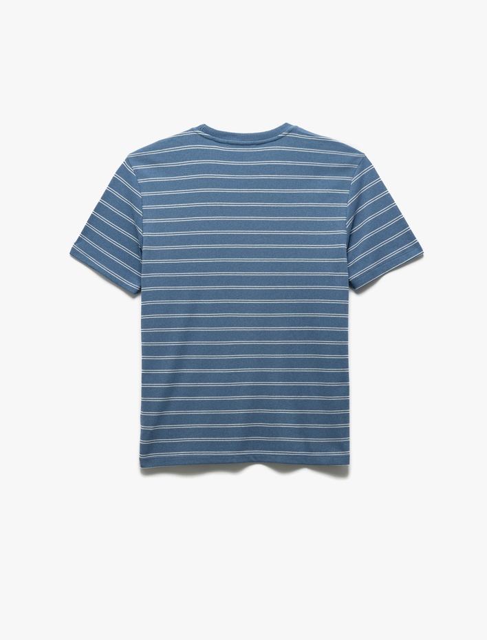  Bisiklet Yaka Regular Fit Tok Kumaş Kısa Kollu Çizgili Tişört